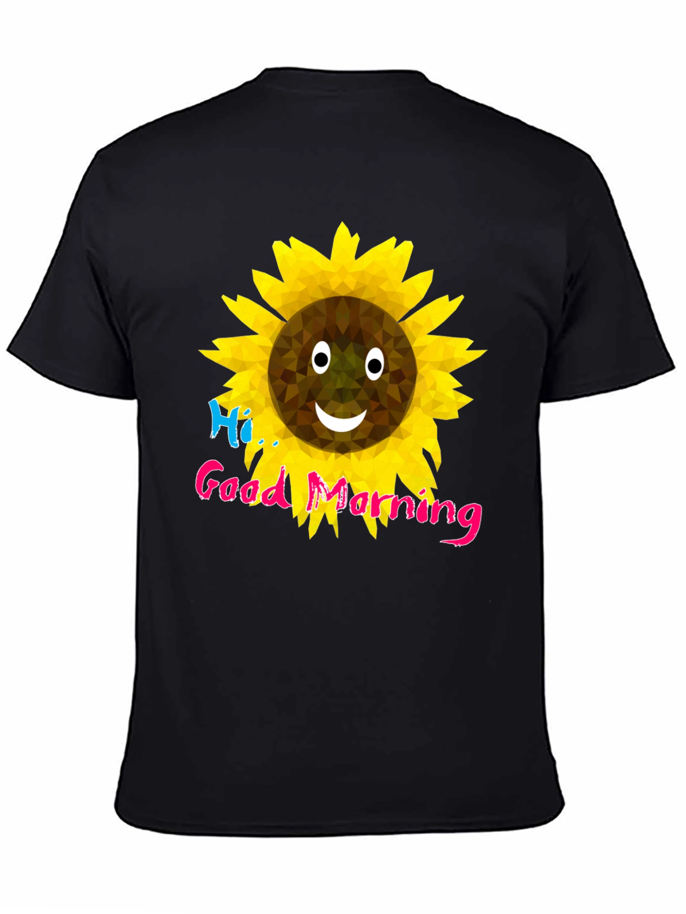 Cheerful Sunflower Graphic T-Shirt - Black