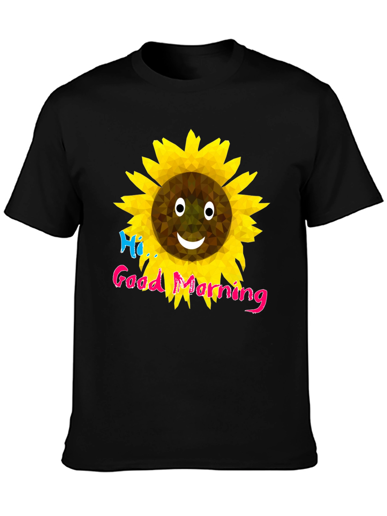 Cheerful Sunflower Graphic T-Shirt - Black