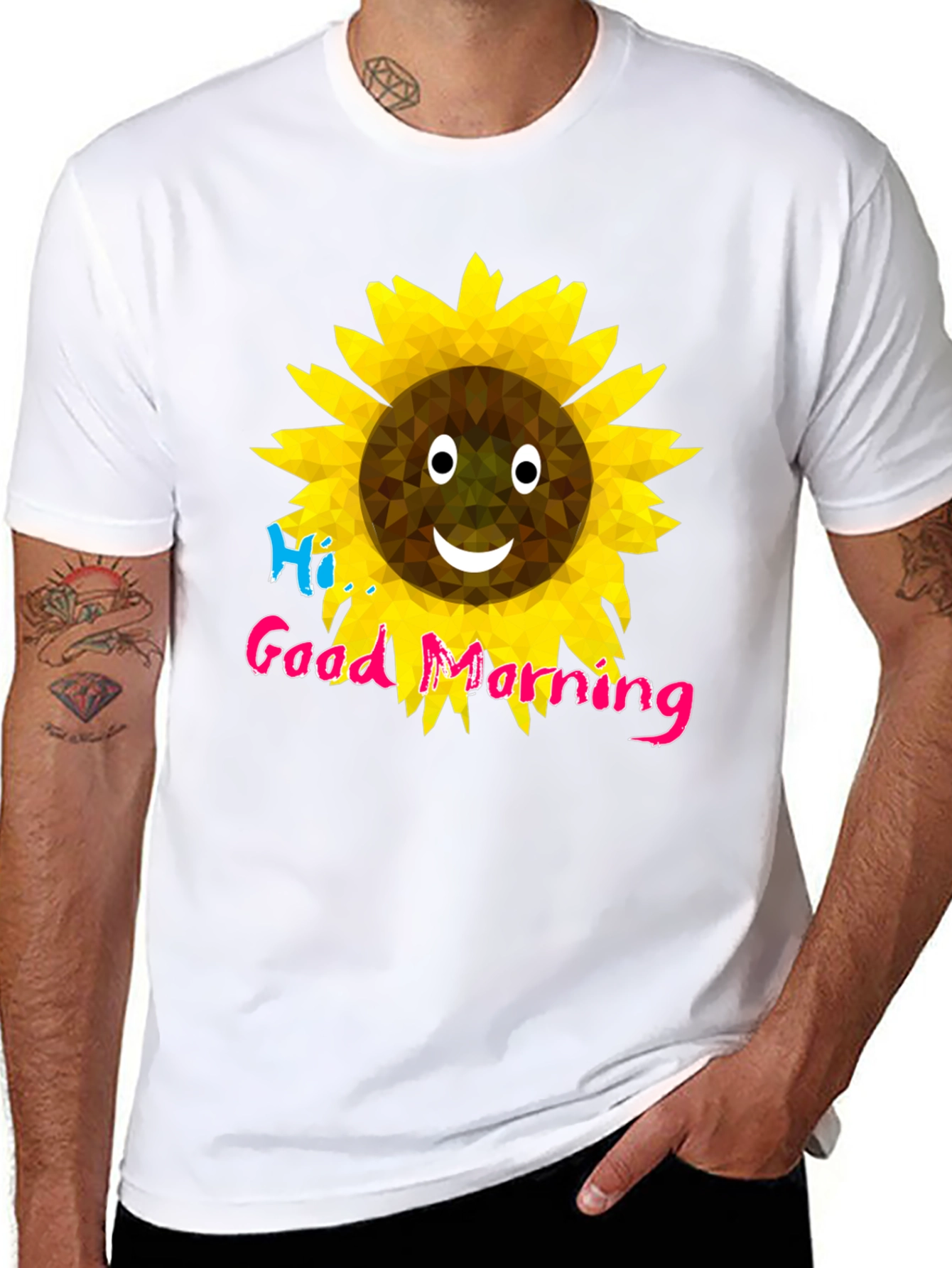 Cheerful Sunflower Graphic T-Shirt - Black
