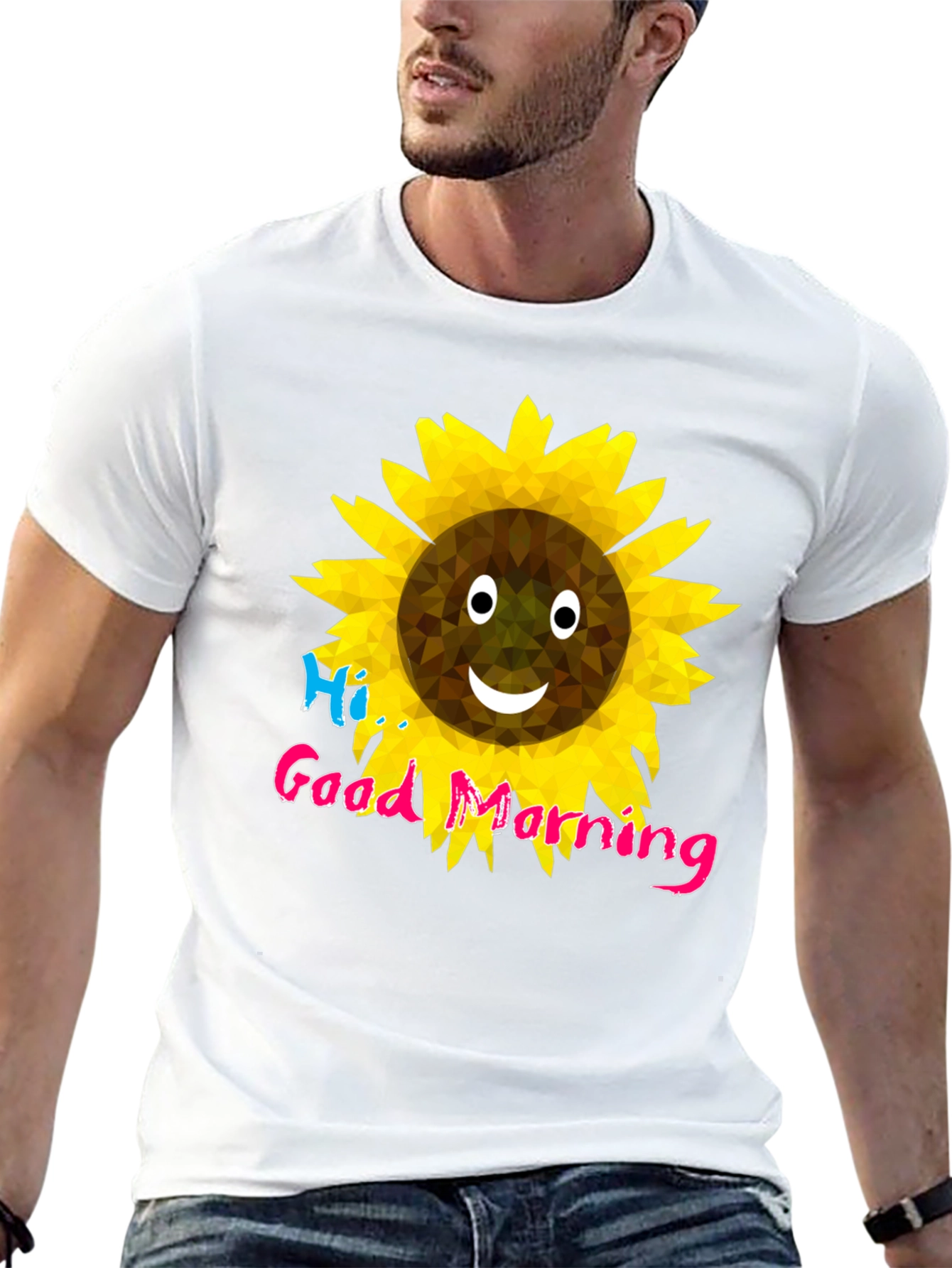 Cheerful Sunflower Graphic T-Shirt - Black