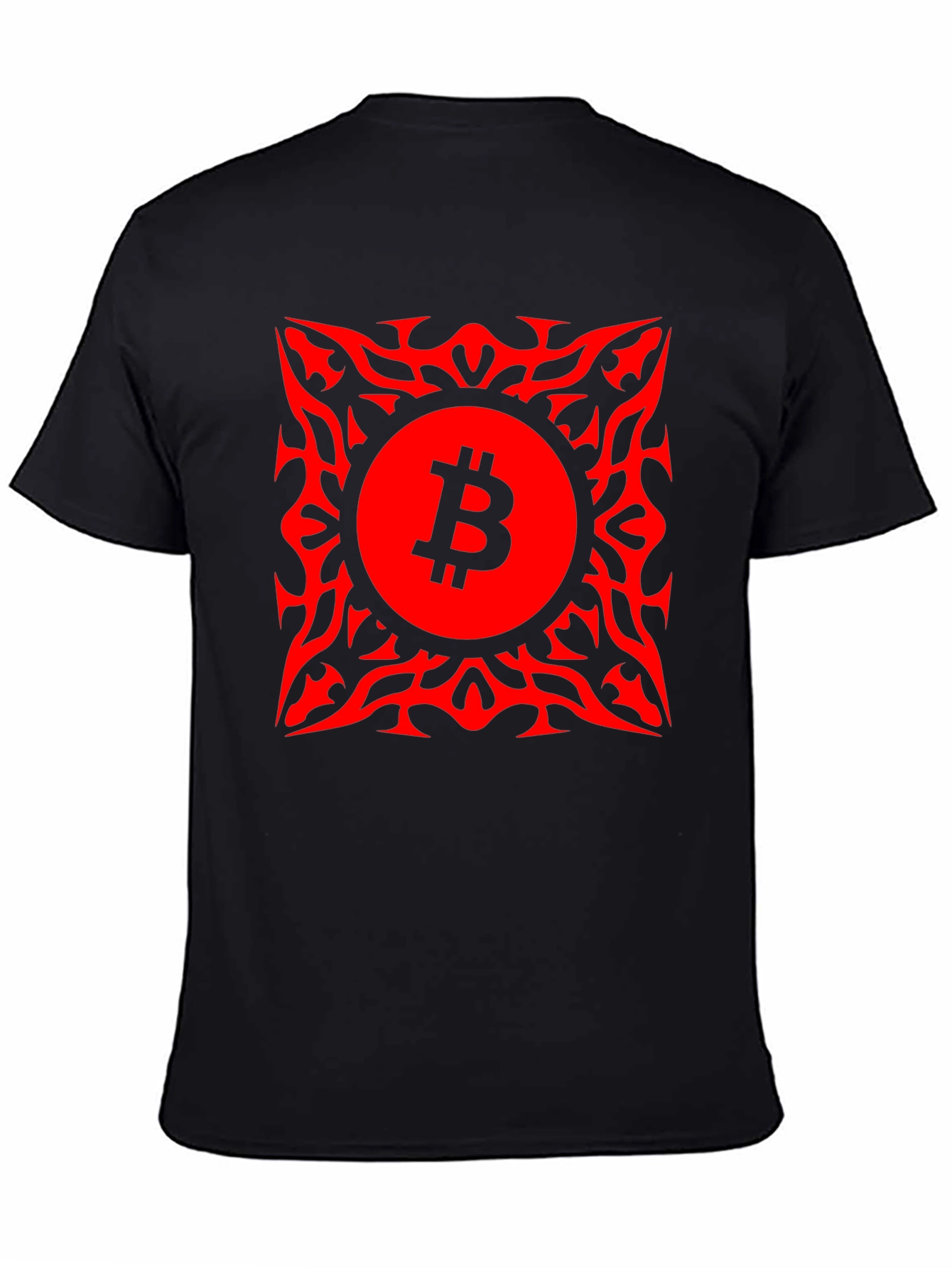 Bitcoin Red Tribal Graphic T-Shirt Crypto BTC