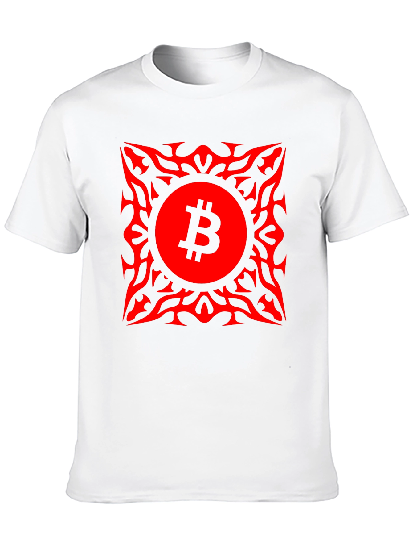 Bitcoin Red Tribal Graphic T-Shirt Crypto BTC