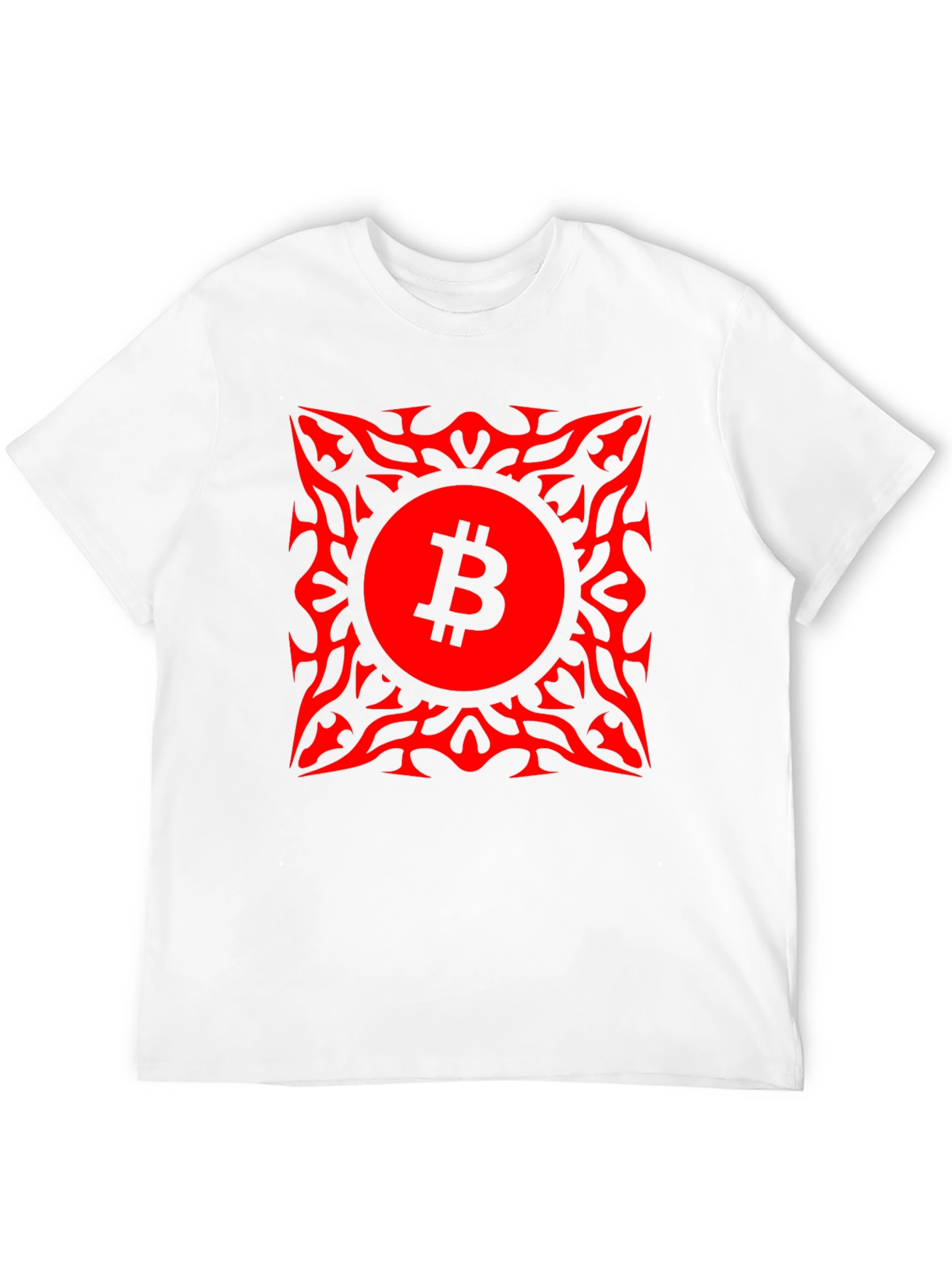 Bitcoin Red Tribal Graphic T-Shirt Crypto BTC