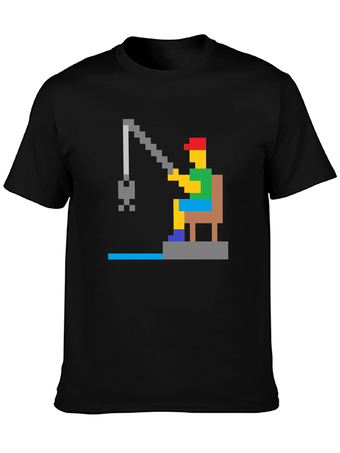 Pixelated Fishing T-Shirt - Retro Gamer Style