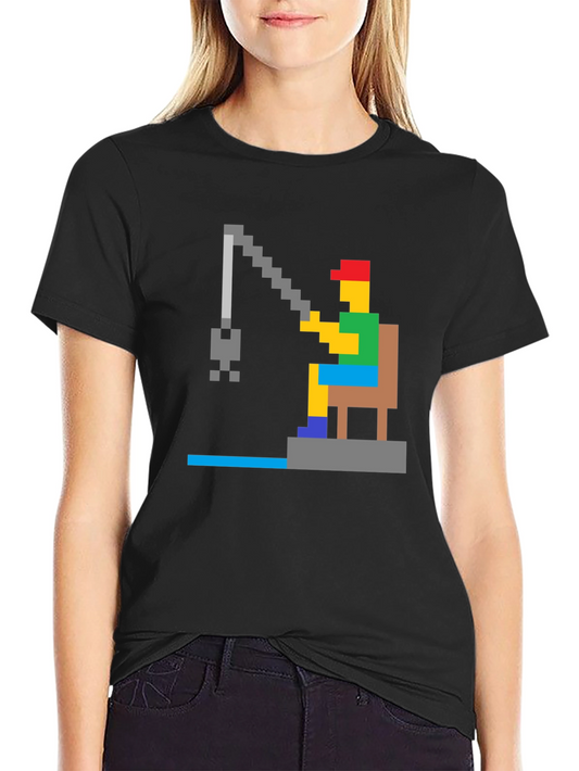 Pixelated Fishing T-Shirt - Retro Gamer Style