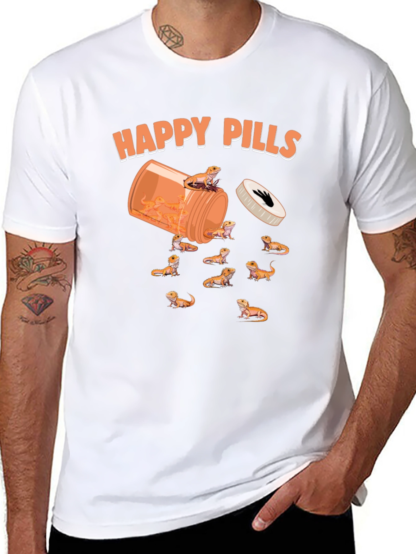 Funny Happy Pills Bearded Dragon T-Shirt