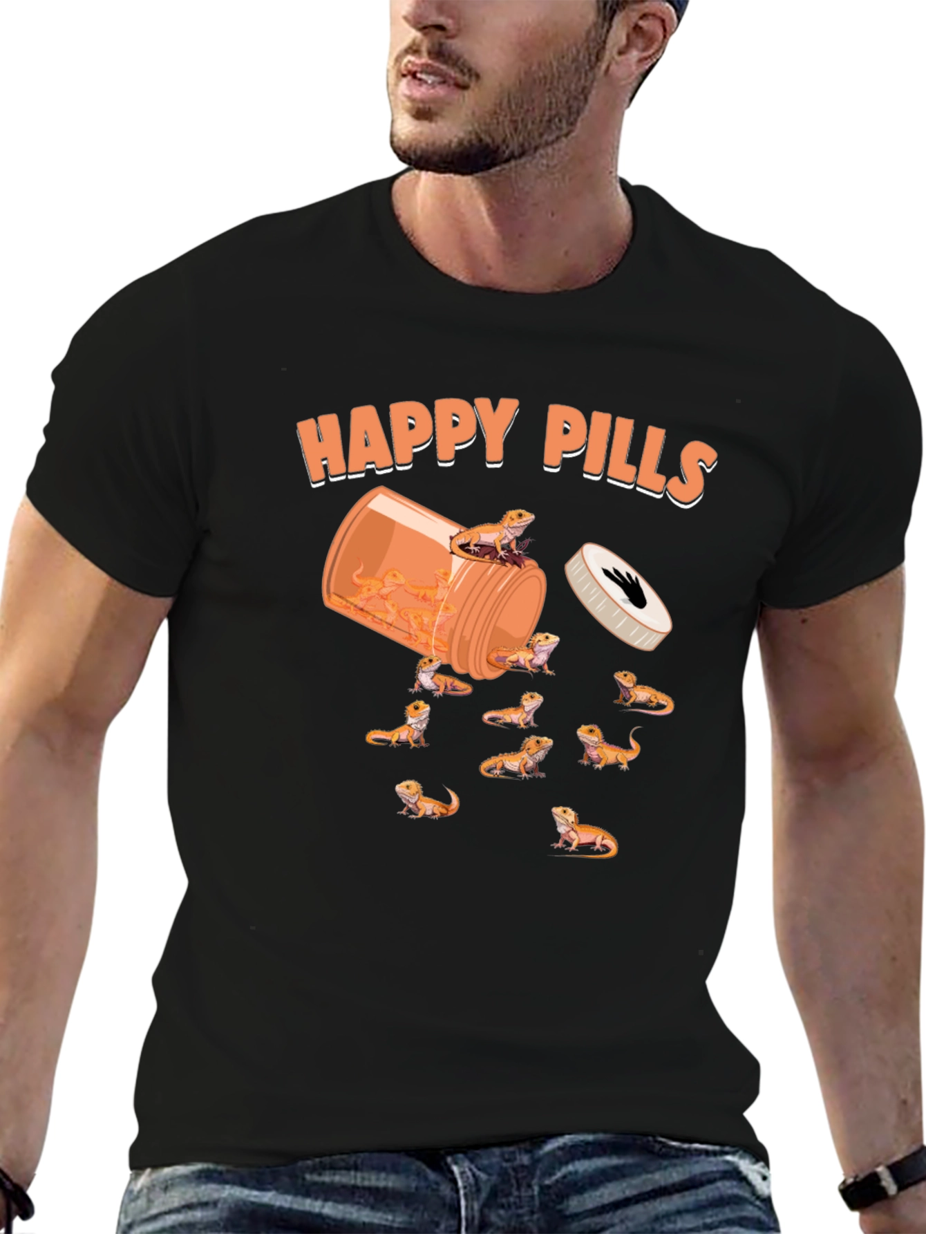 Funny Happy Pills Bearded Dragon T-Shirt