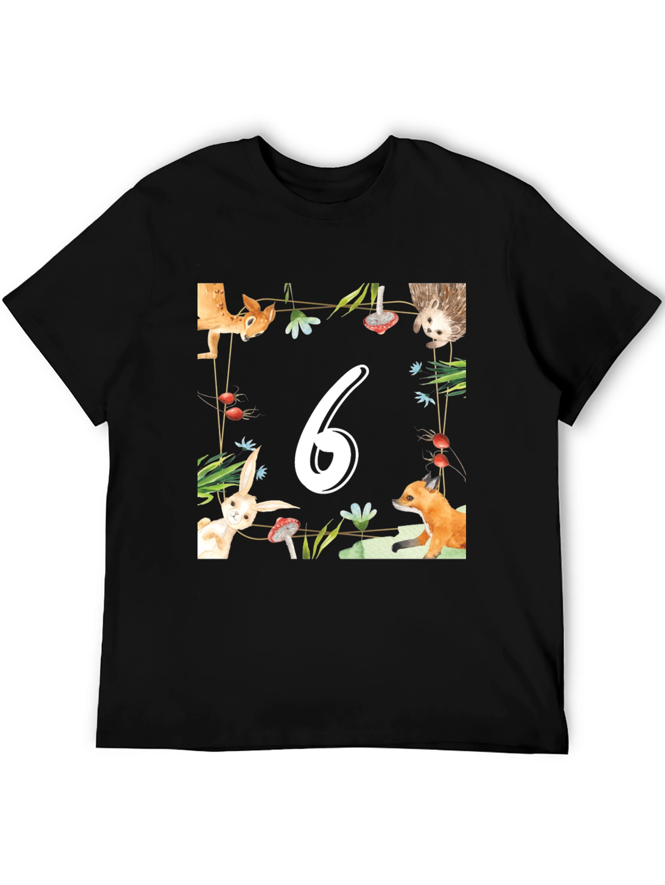 Birthday Number Six Forest Animal T-Shirt