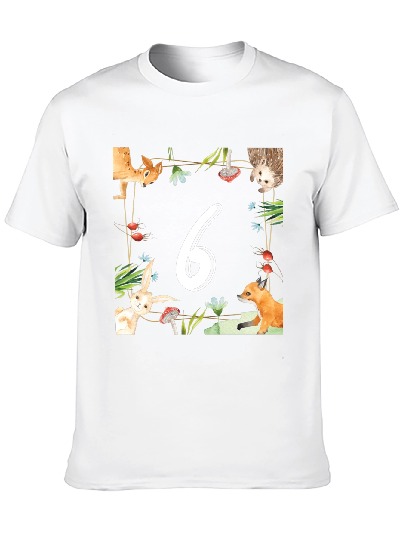 Birthday Number Six Forest Animal T-Shirt