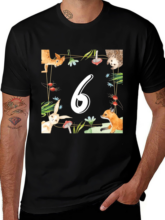 Birthday Number Six Forest Animal T-Shirt