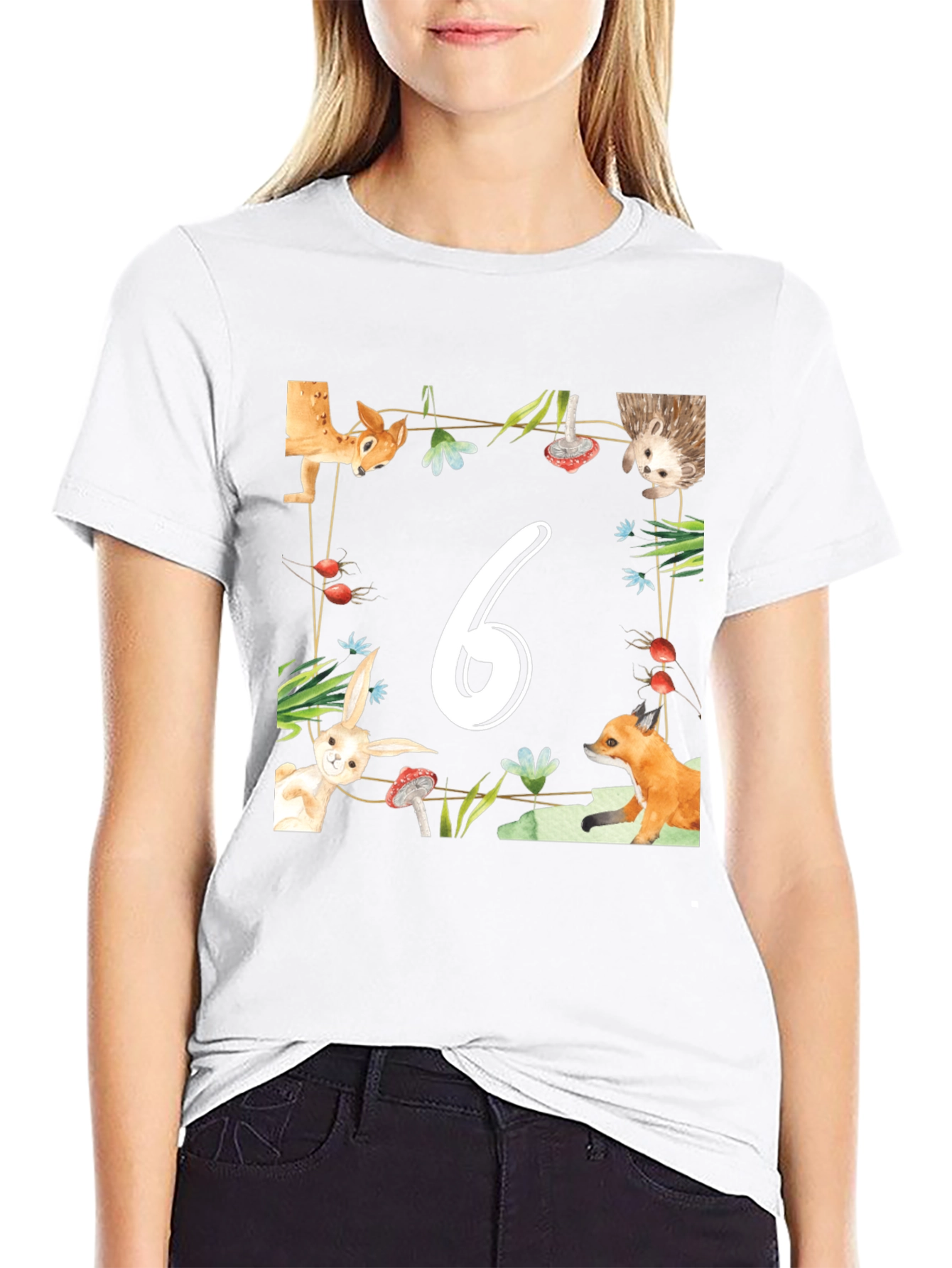 Birthday Number Six Forest Animal T-Shirt
