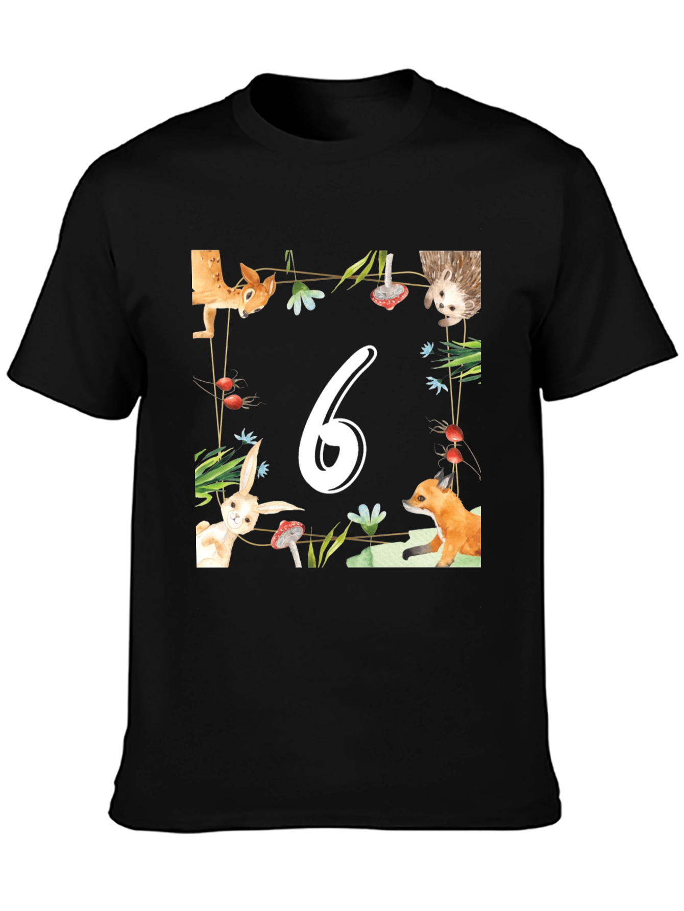 Birthday Number Six Forest Animal T-Shirt