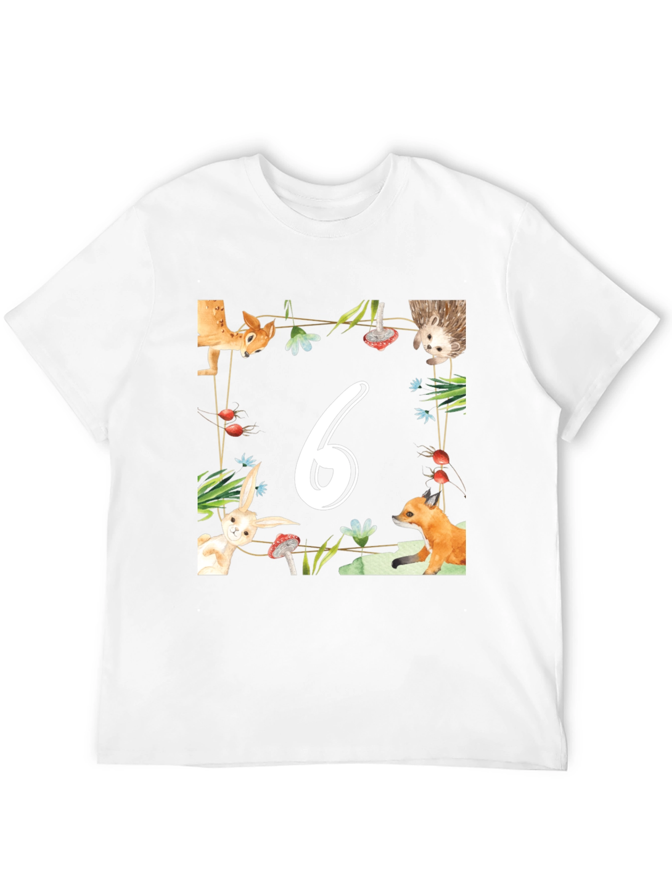 Birthday Number Six Forest Animal T-Shirt