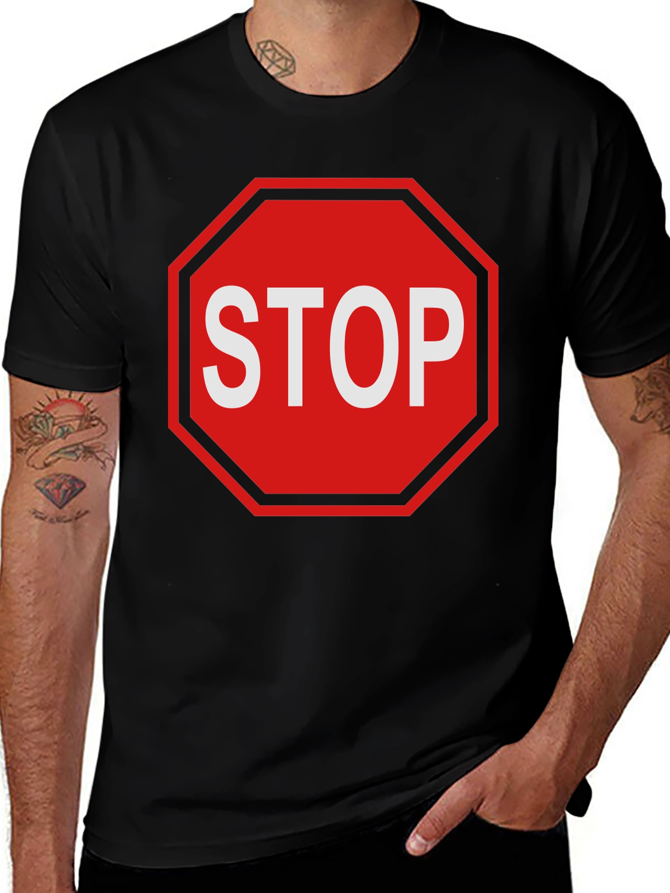 Stop Sign Graphic Tee - Bold Statement T-Shirt
