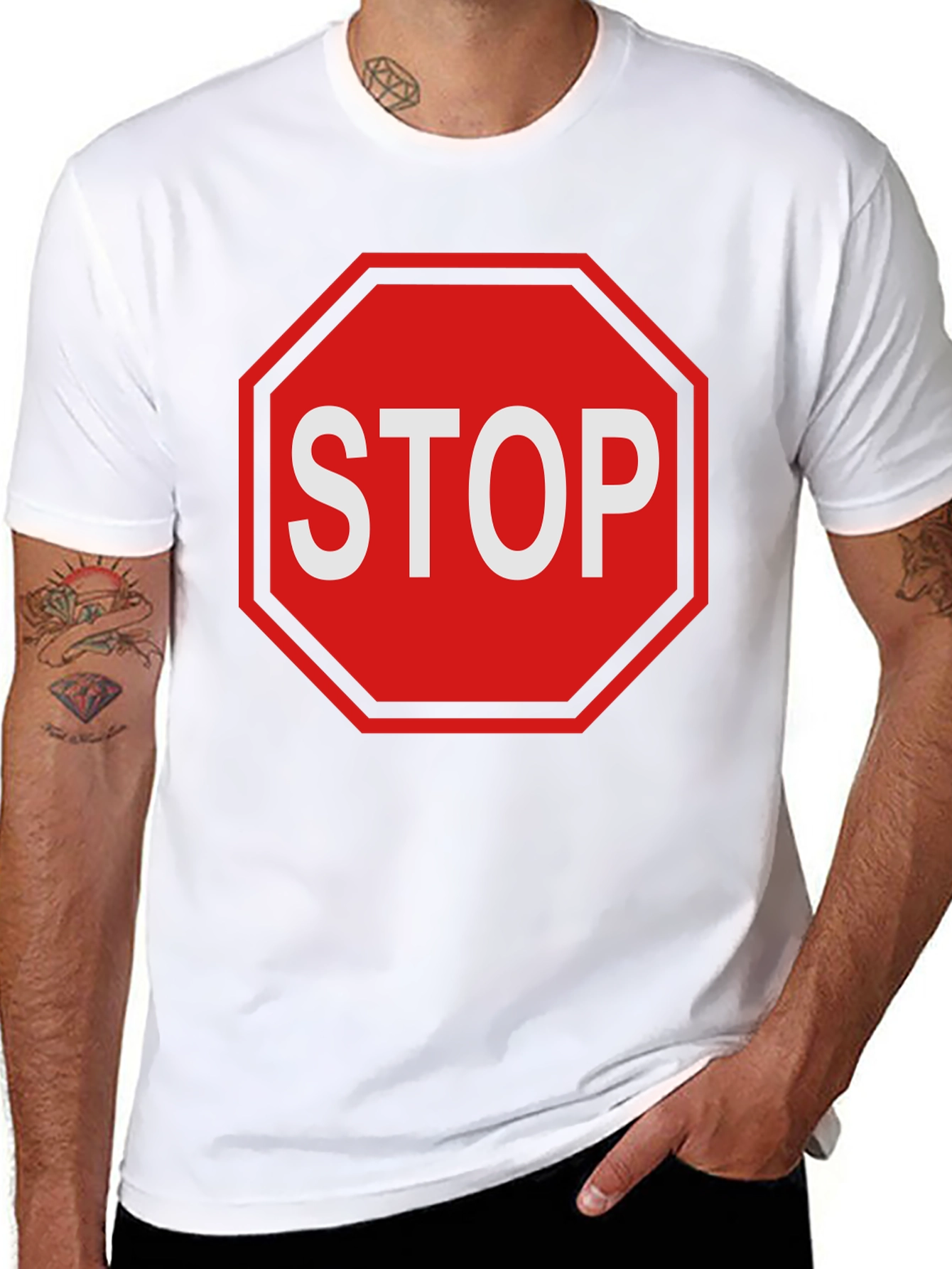 Stop Sign Graphic Tee - Bold Statement T-Shirt