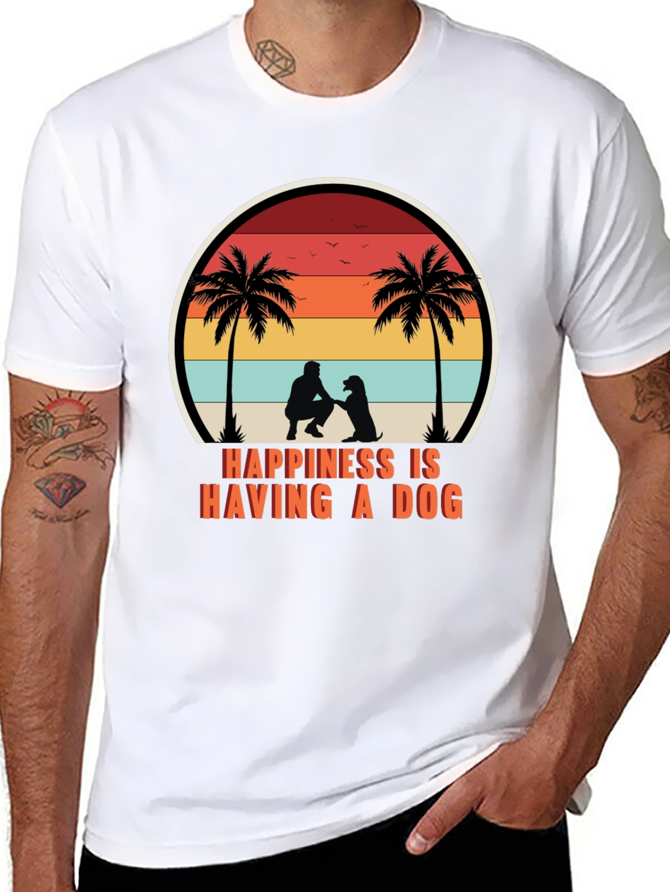 Happiness is Having a Dog T-Shirt Retro Graphic Tee