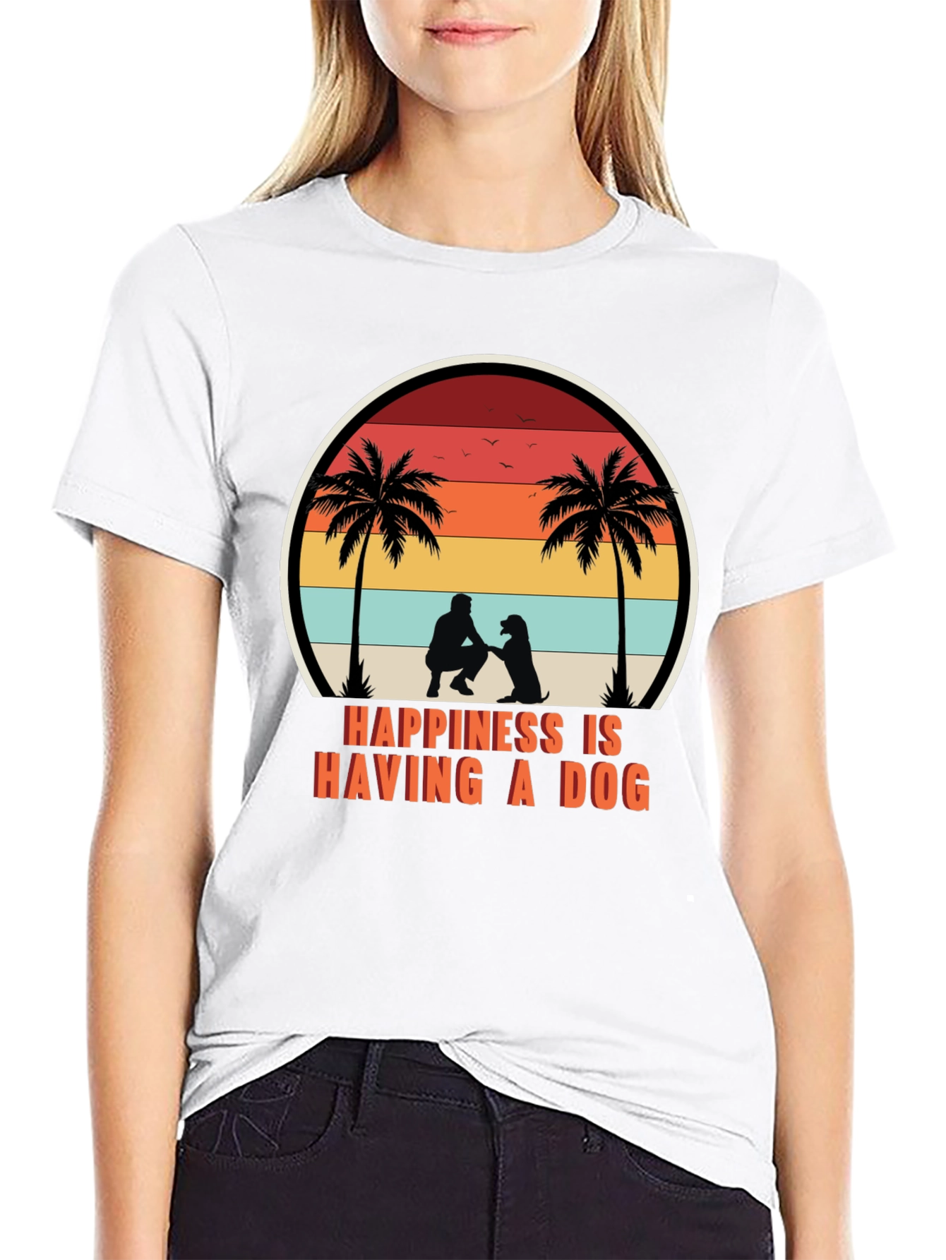 Happiness is Having a Dog T-Shirt Retro Graphic Tee