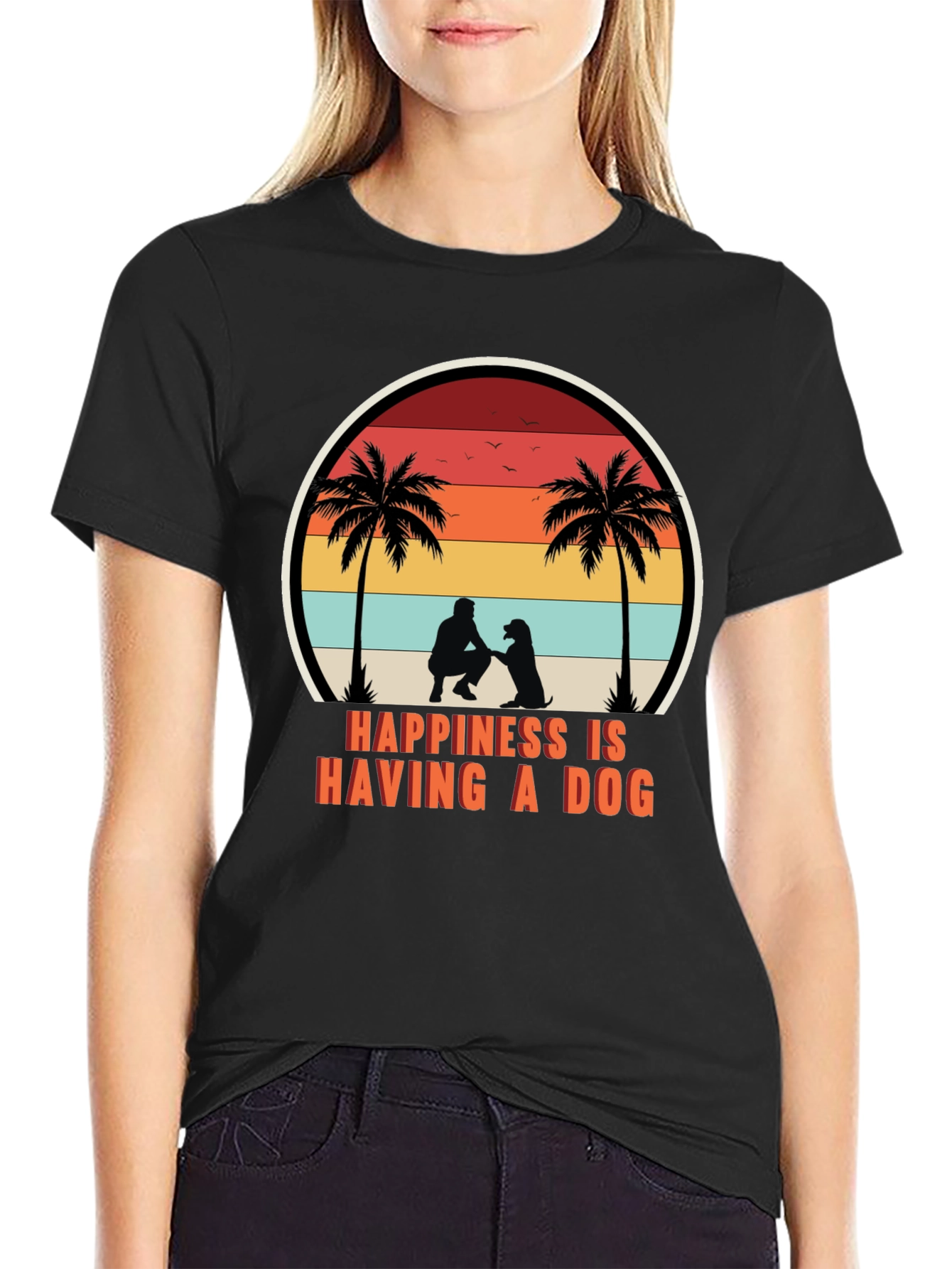 Happiness is Having a Dog T-Shirt Retro Graphic Tee