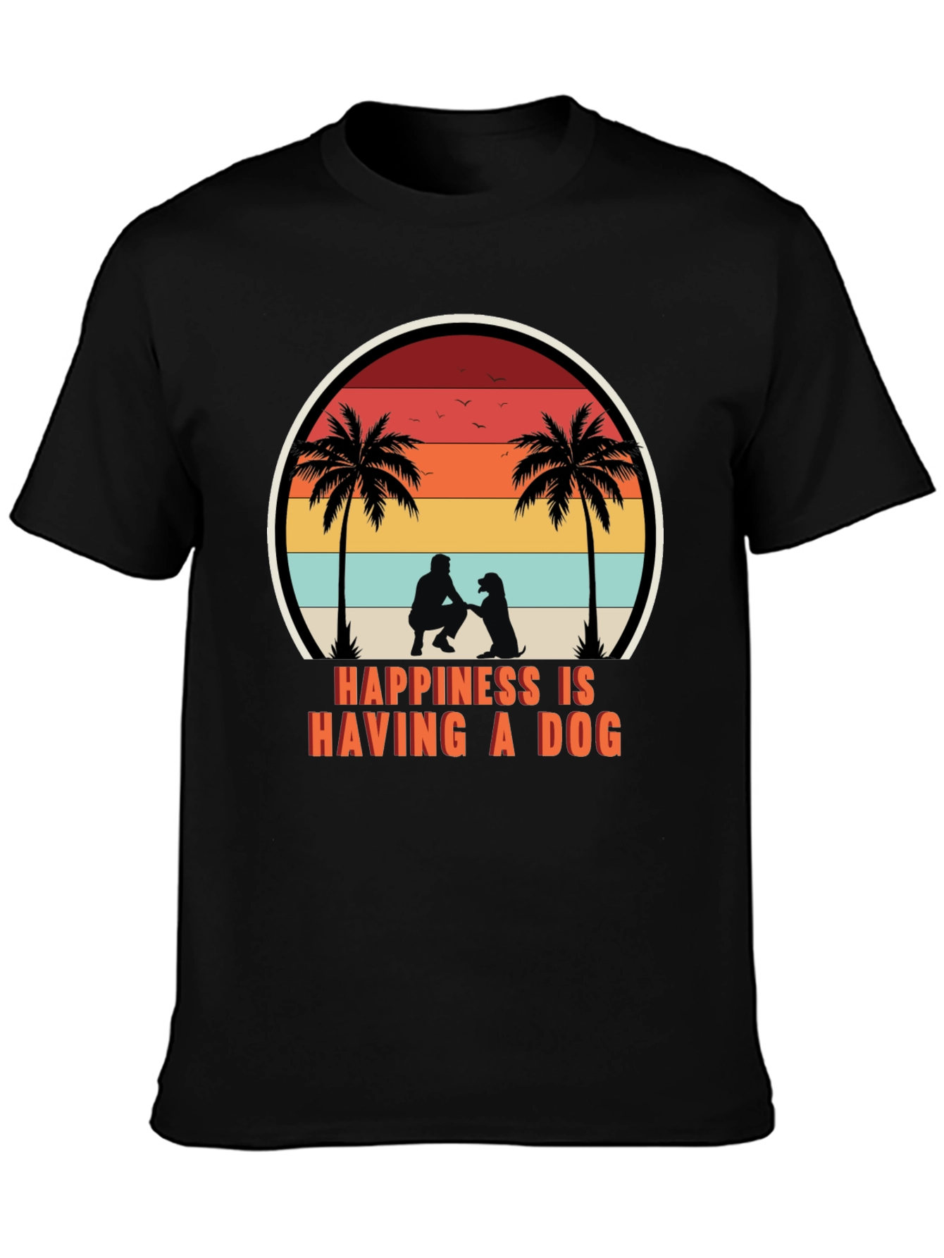 Happiness is Having a Dog T-Shirt Retro Graphic Tee