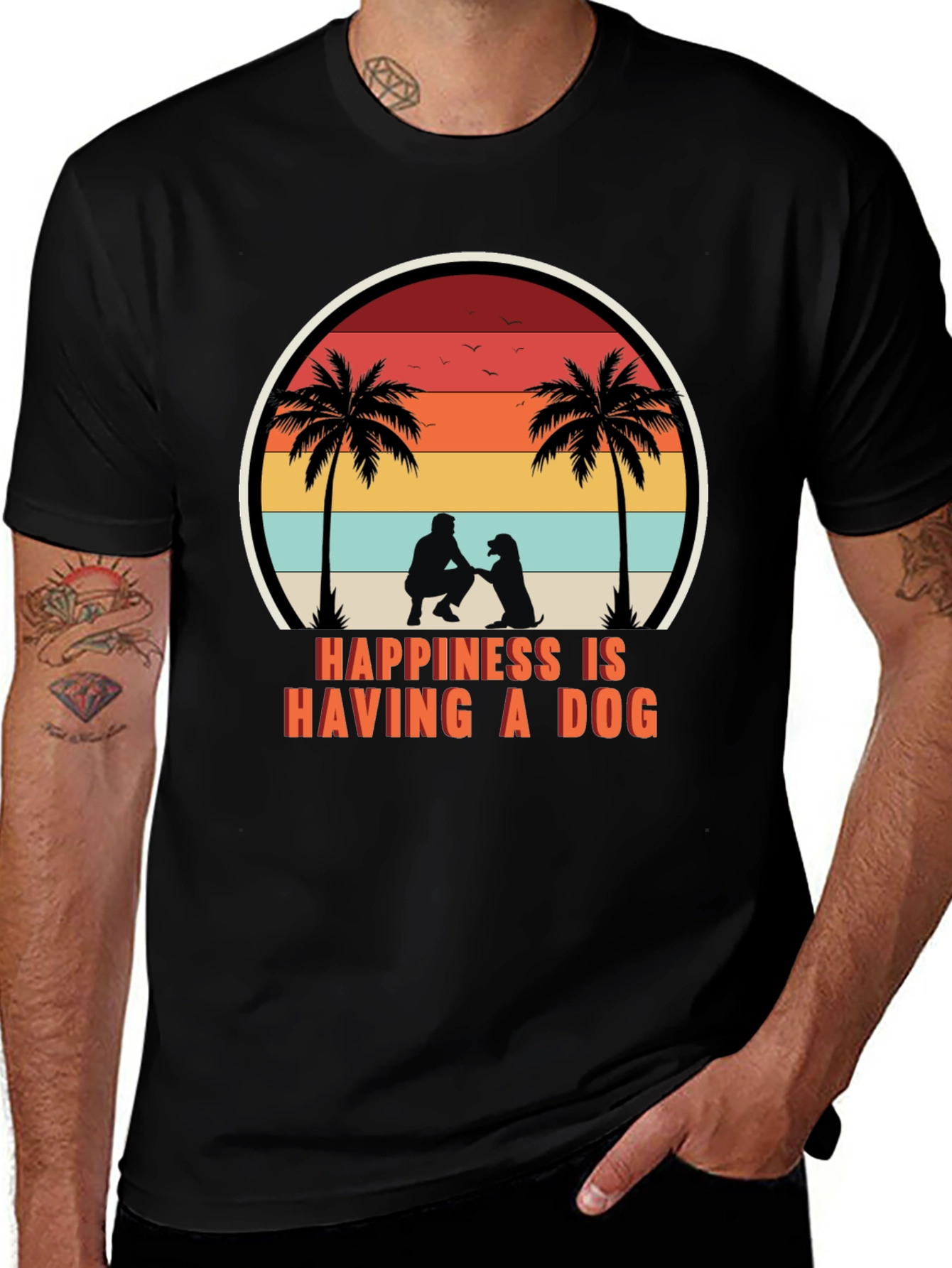 Happiness is Having a Dog T-Shirt Retro Graphic Tee