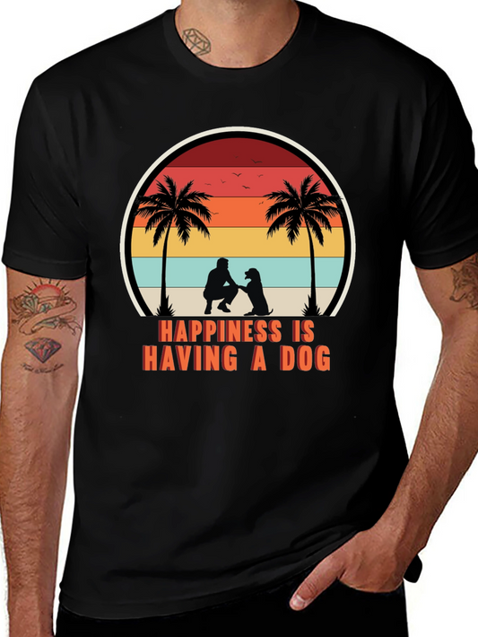 Happiness is Having a Dog T-Shirt Retro Graphic Tee