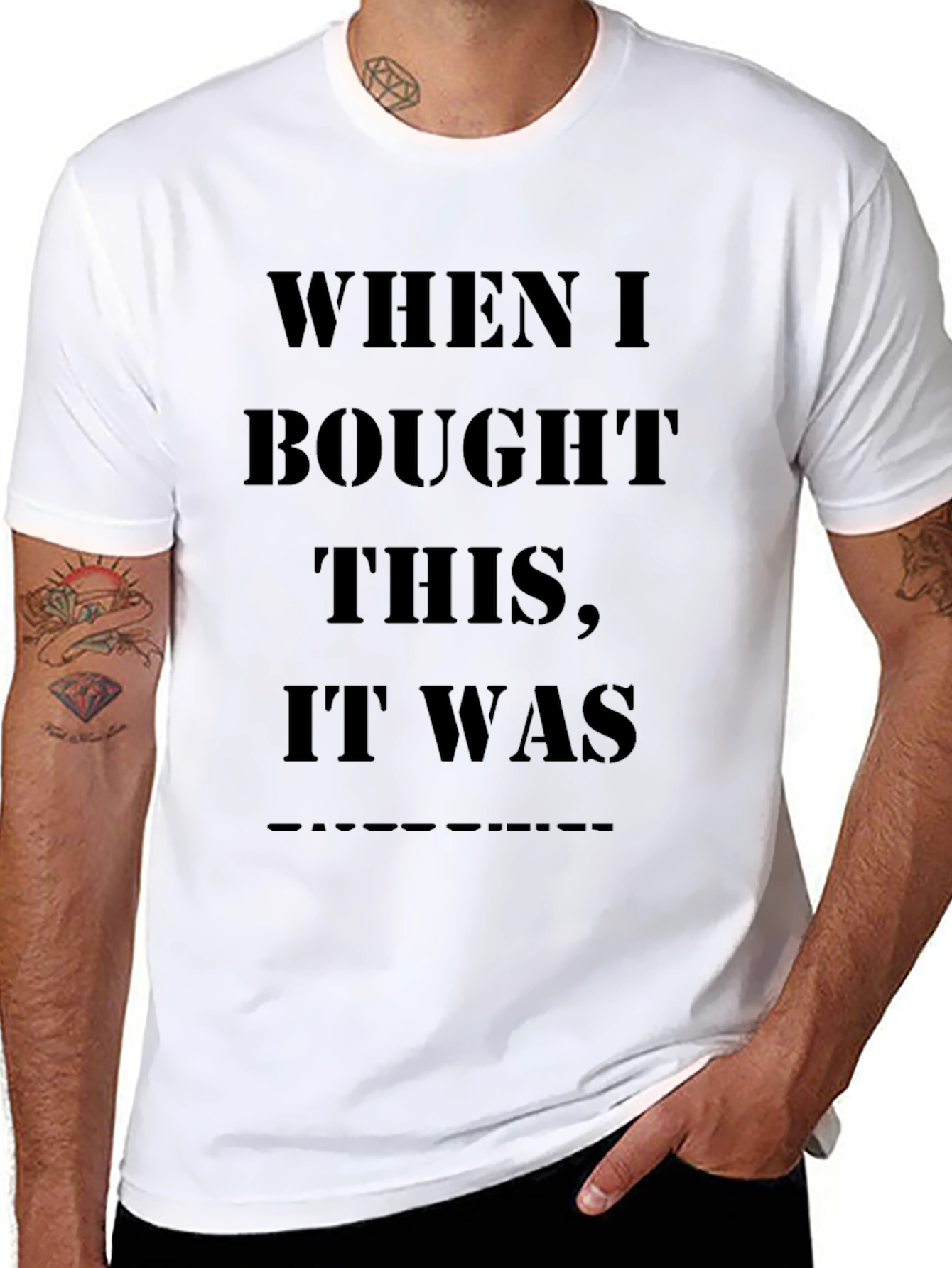 Humorous Black T-Shirt - When I Bought This...
