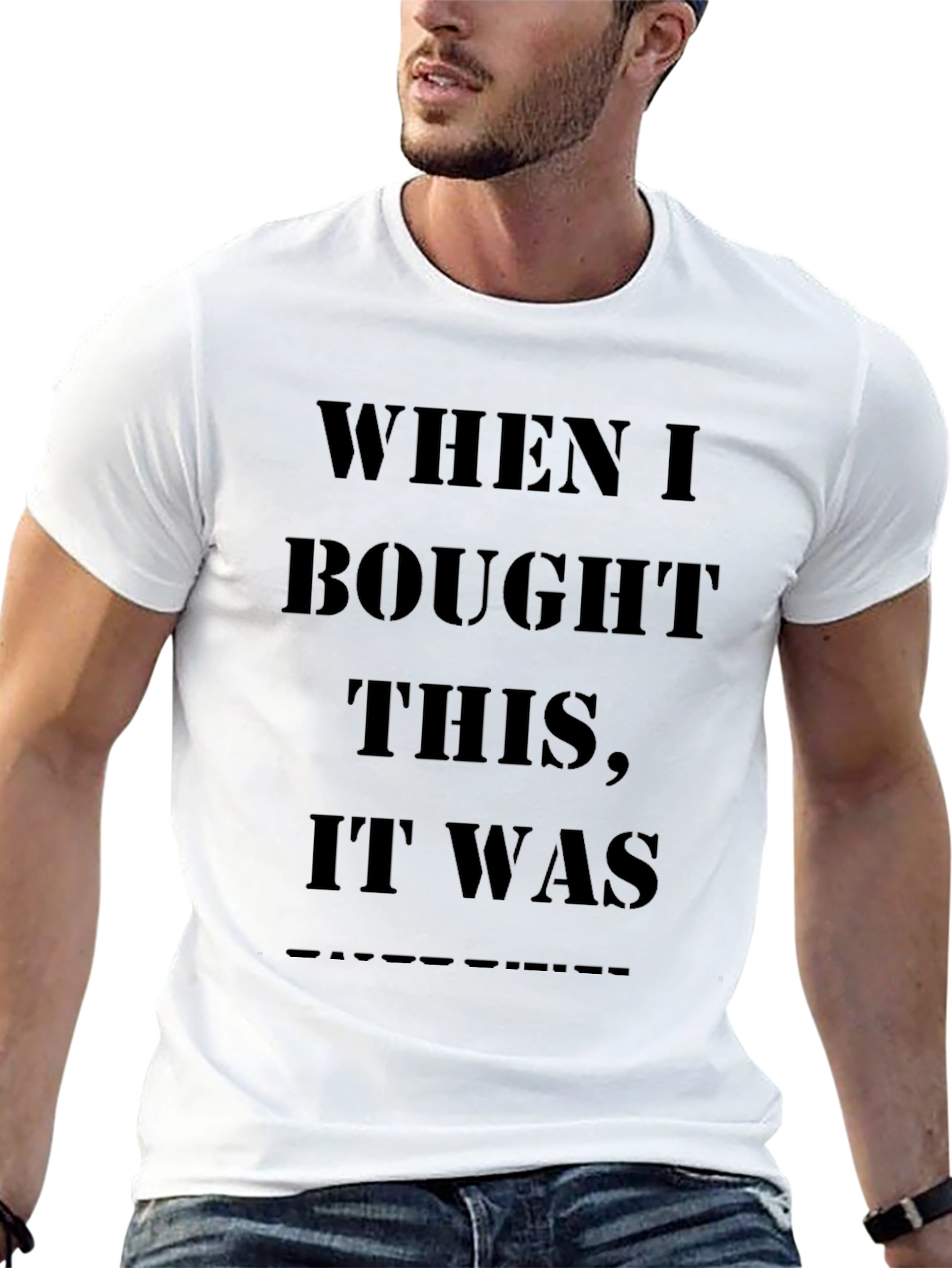 Humorous Black T-Shirt - When I Bought This...