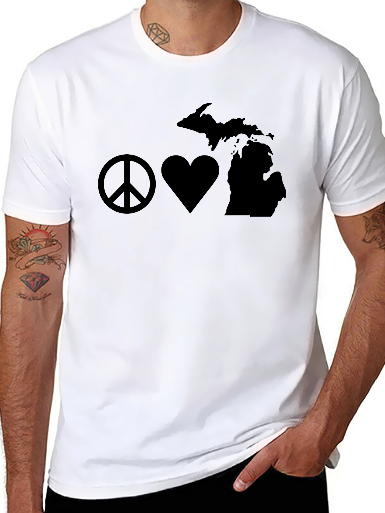 Peace Love Michigan Black T-Shirt