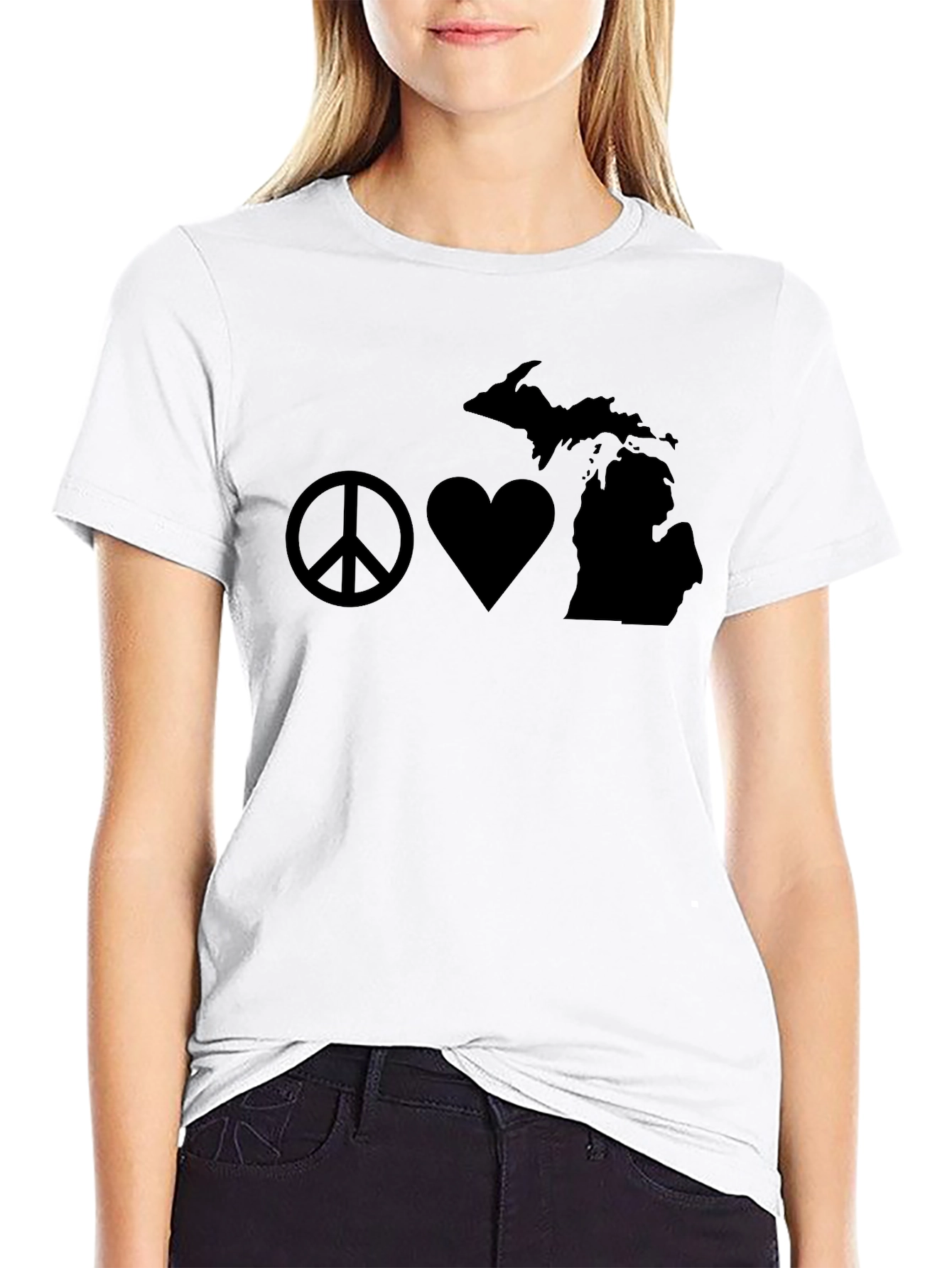 Peace Love Michigan Black T-Shirt