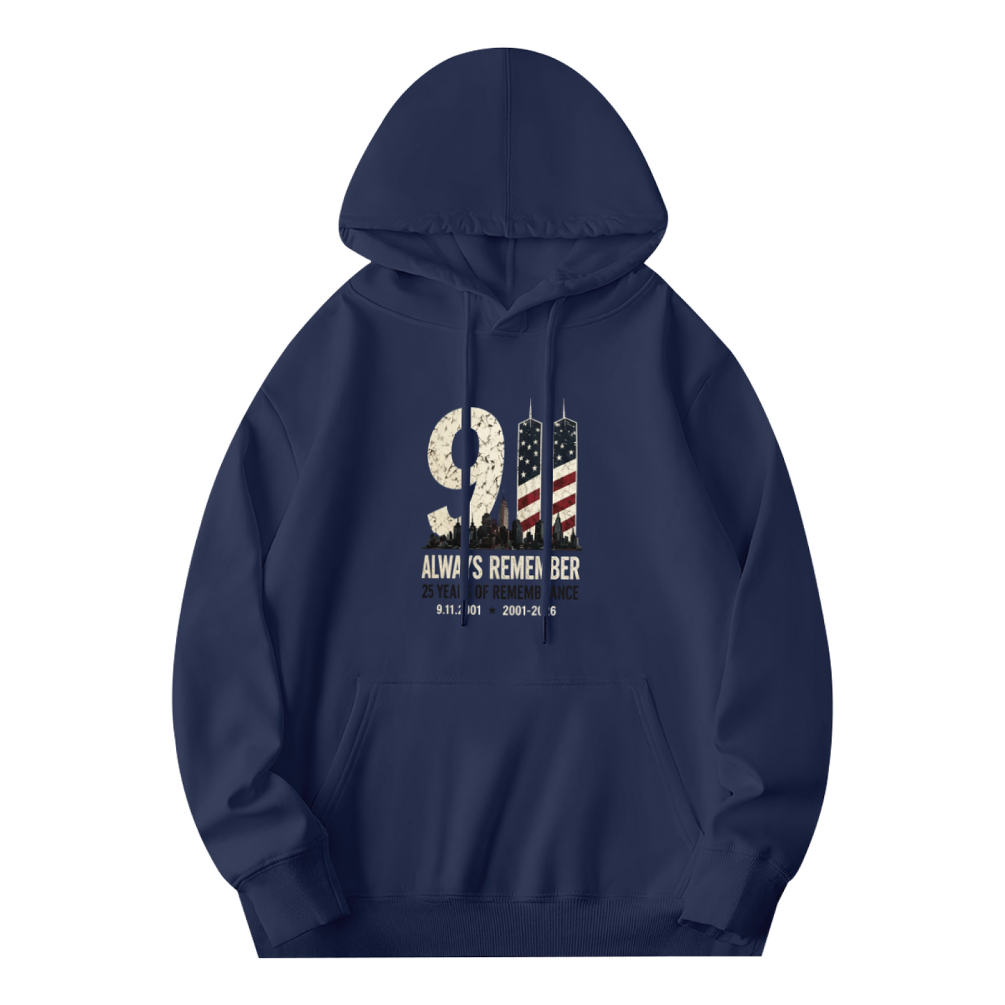 Always Remember 9/11 Vintage American Flag Twin Towers Hoodie