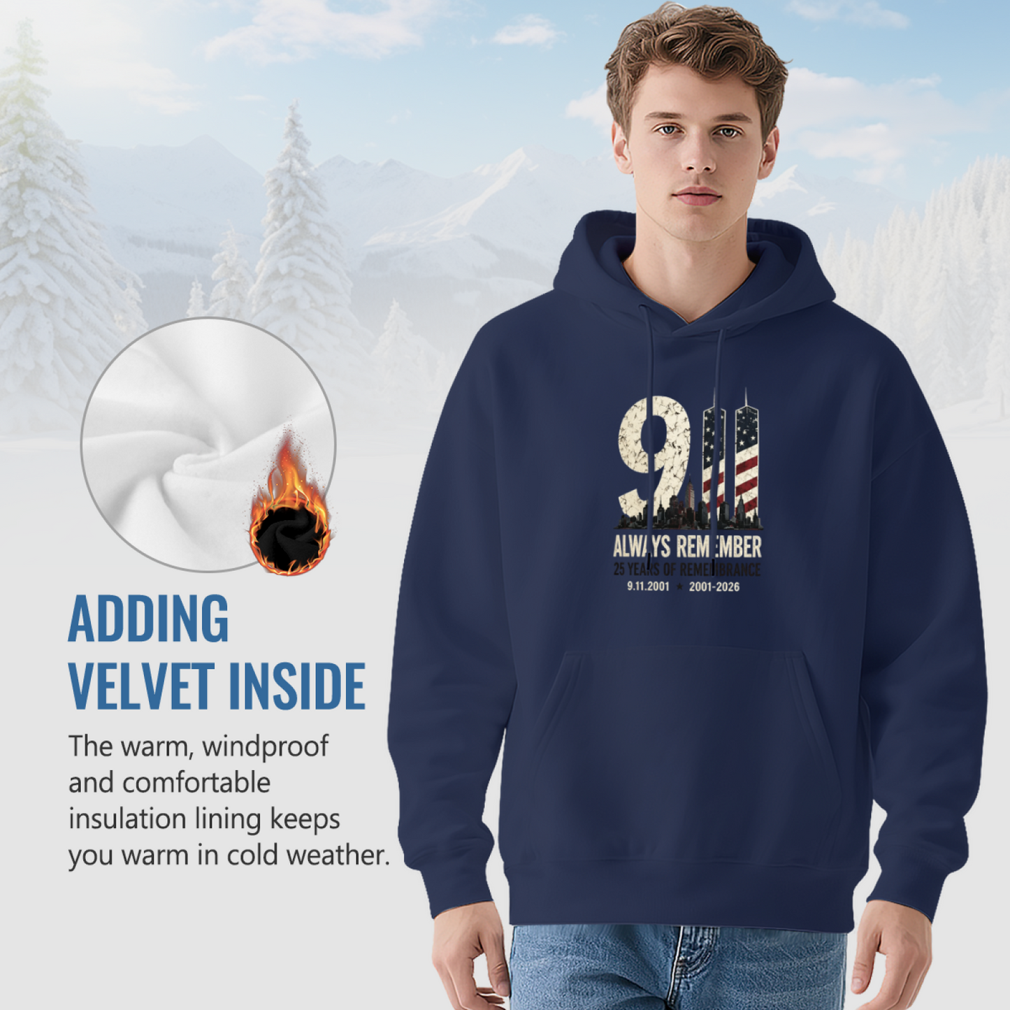 Always Remember 9/11 Vintage American Flag Twin Towers Hoodie