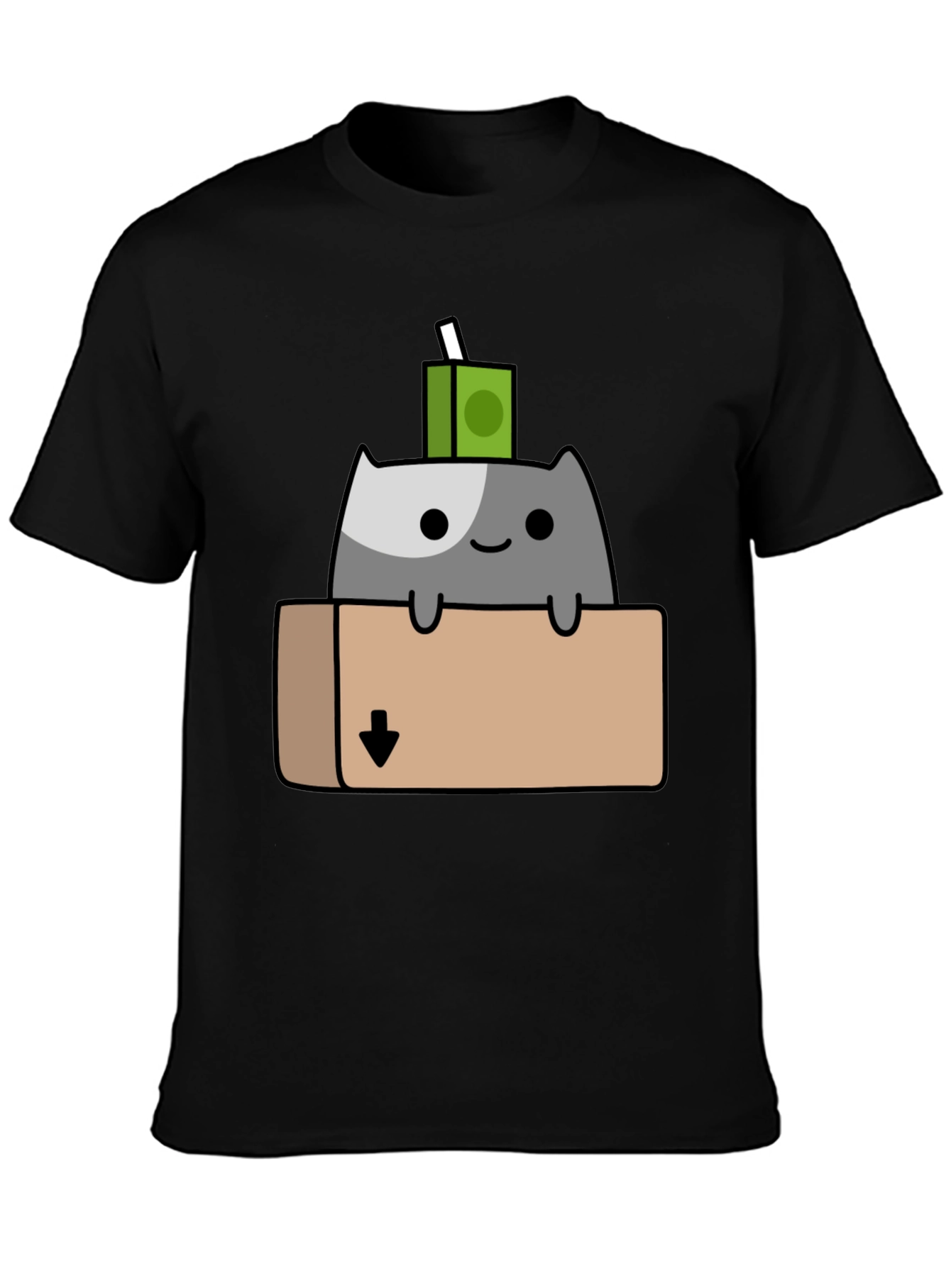 Cat in Box T-Shirt - Quirky Cartoon Design