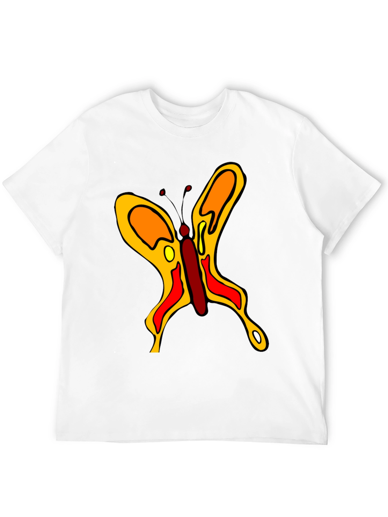 Butterfly Graphic Black Cotton Casual T-Shirt