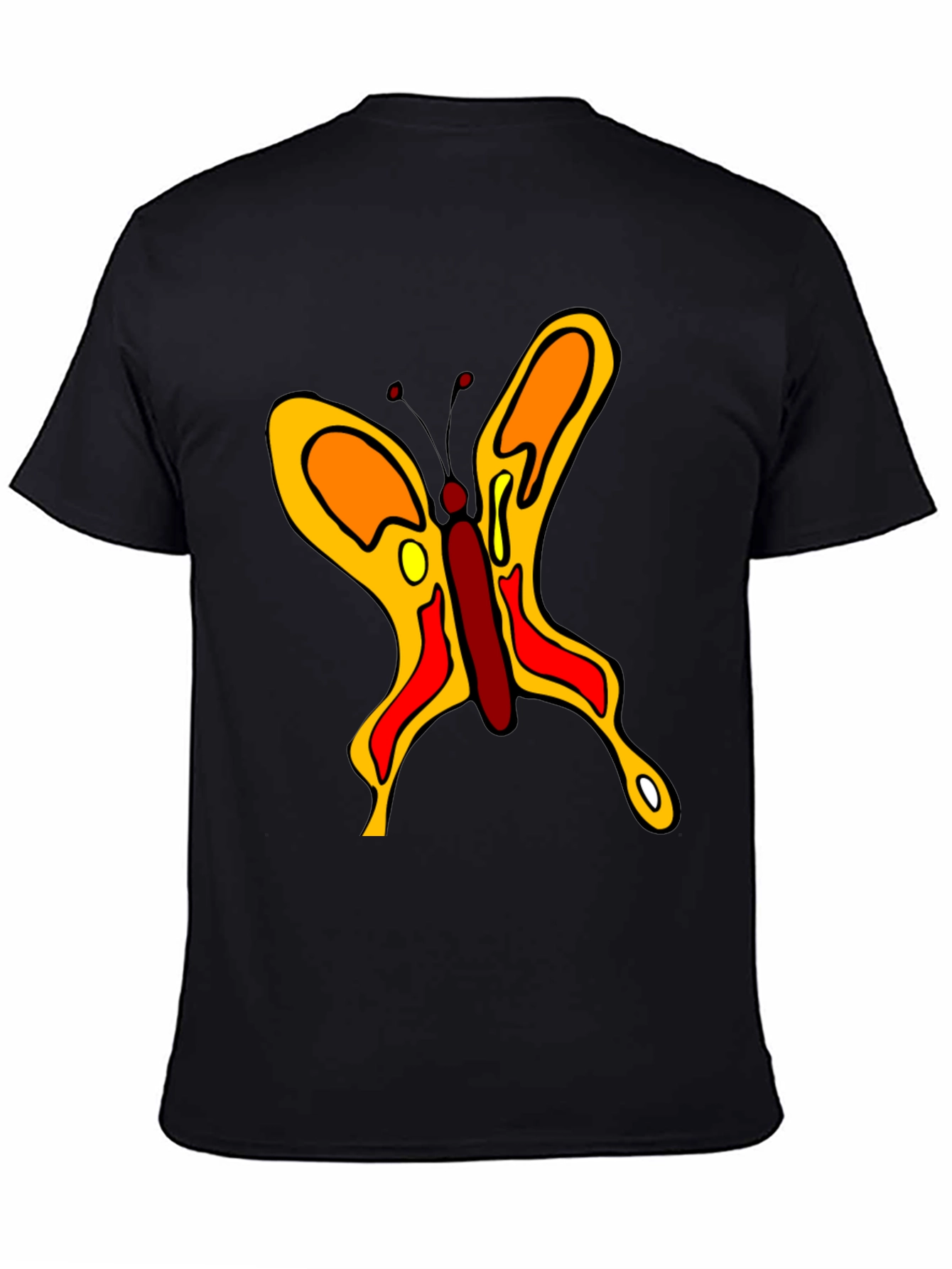 Butterfly Graphic Black Cotton Casual T-Shirt