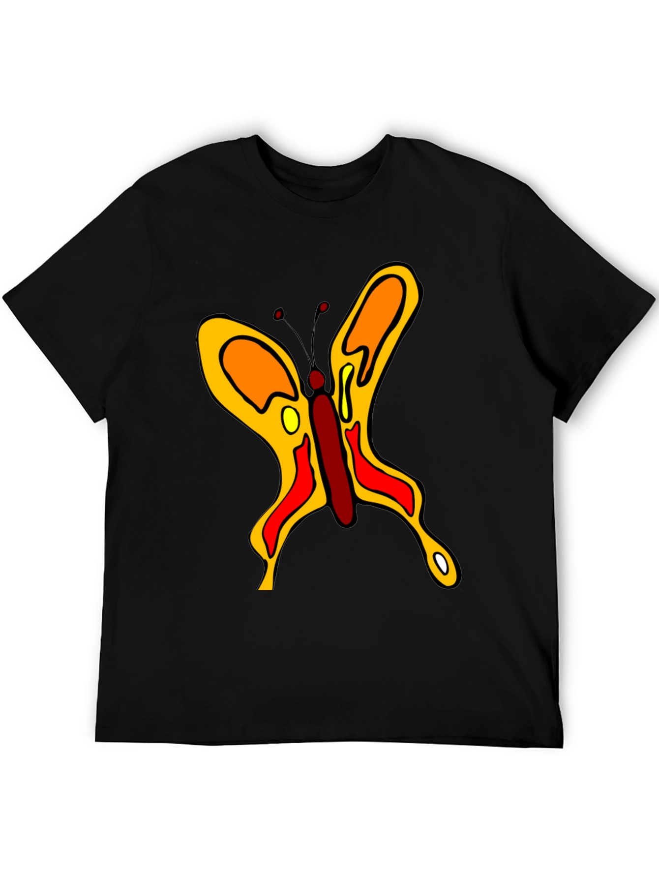 Butterfly Graphic Black Cotton Casual T-Shirt
