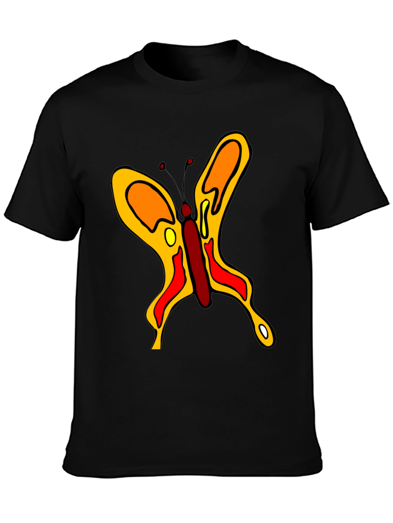Butterfly Graphic Black Cotton Casual T-Shirt