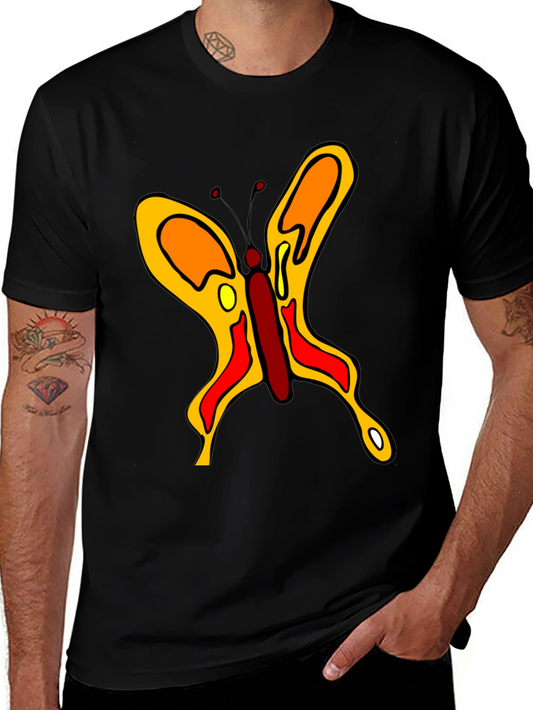 Butterfly Graphic Black Cotton Casual T-Shirt