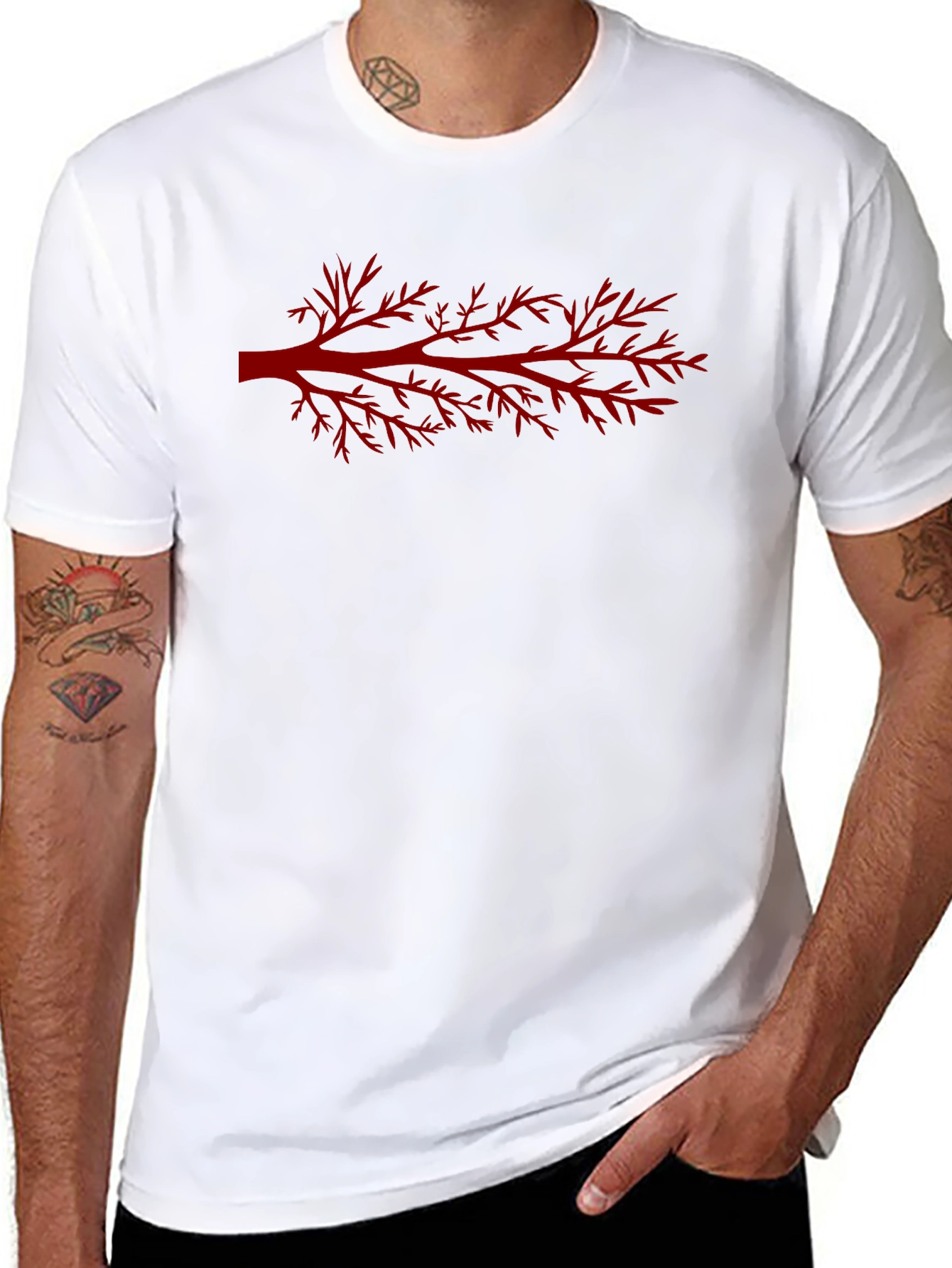 Red Branch Graphic Black T-Shirt