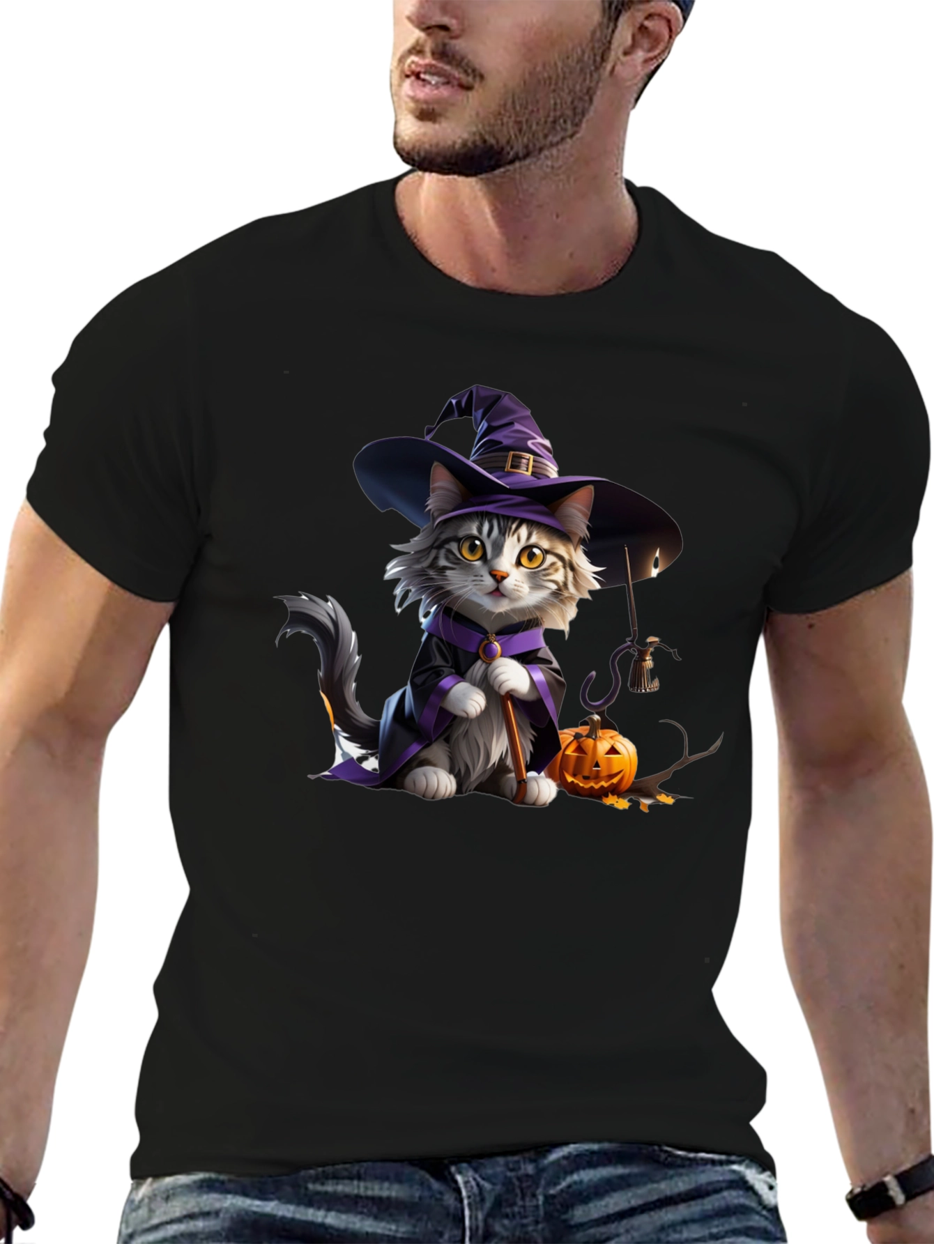 Halloween Witch Cat T-Shirt