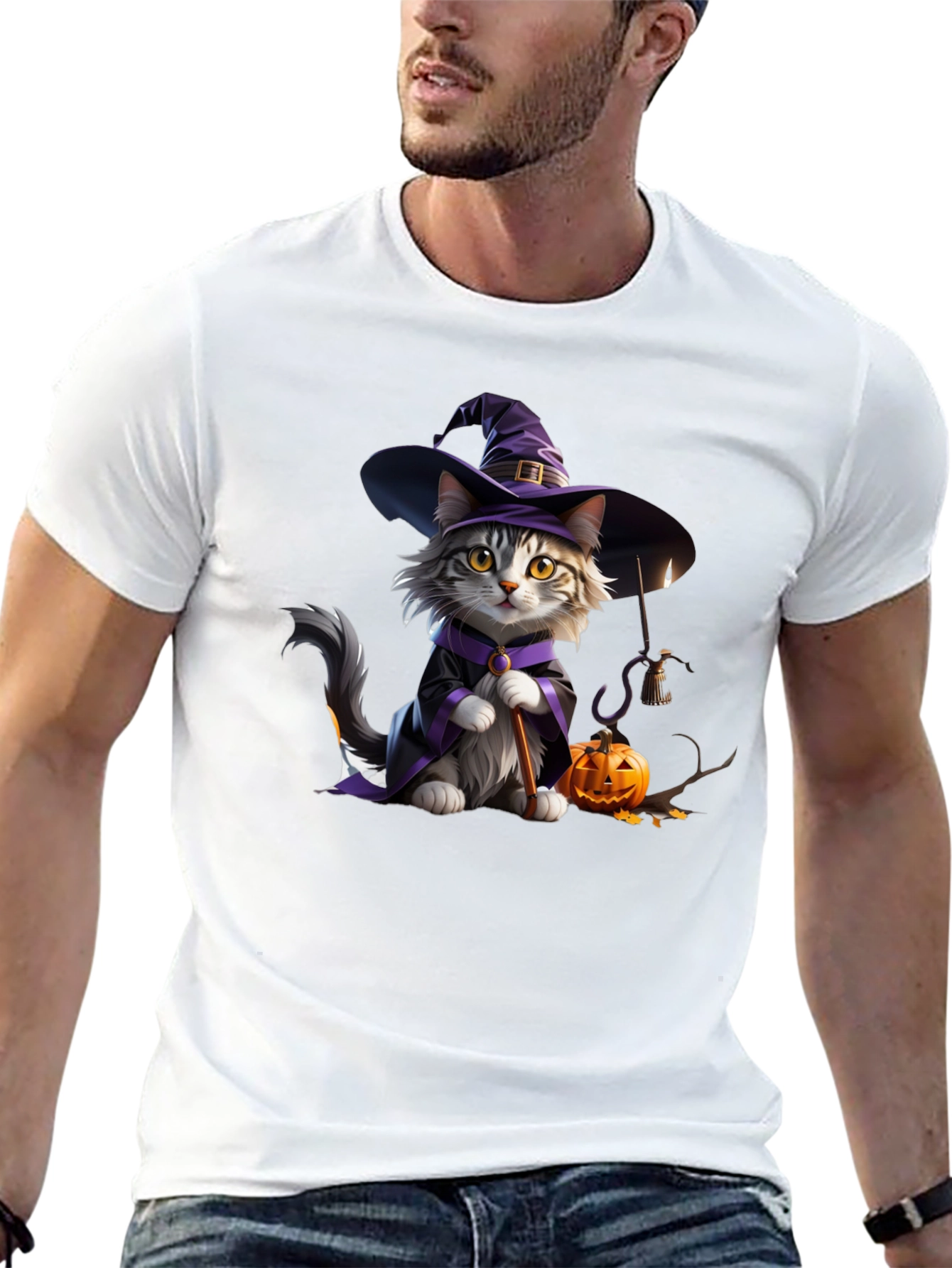Halloween Witch Cat T-Shirt
