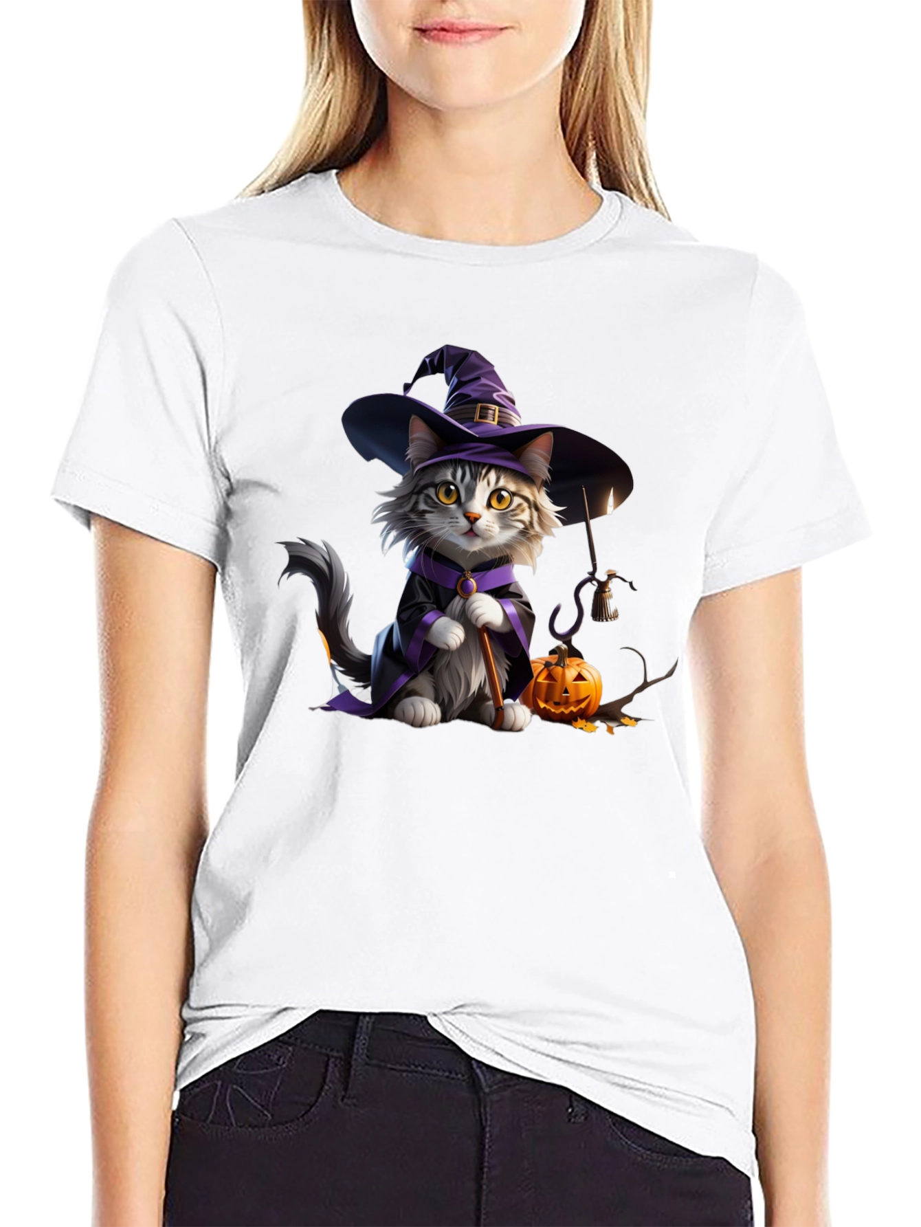 Halloween Witch Cat T-Shirt