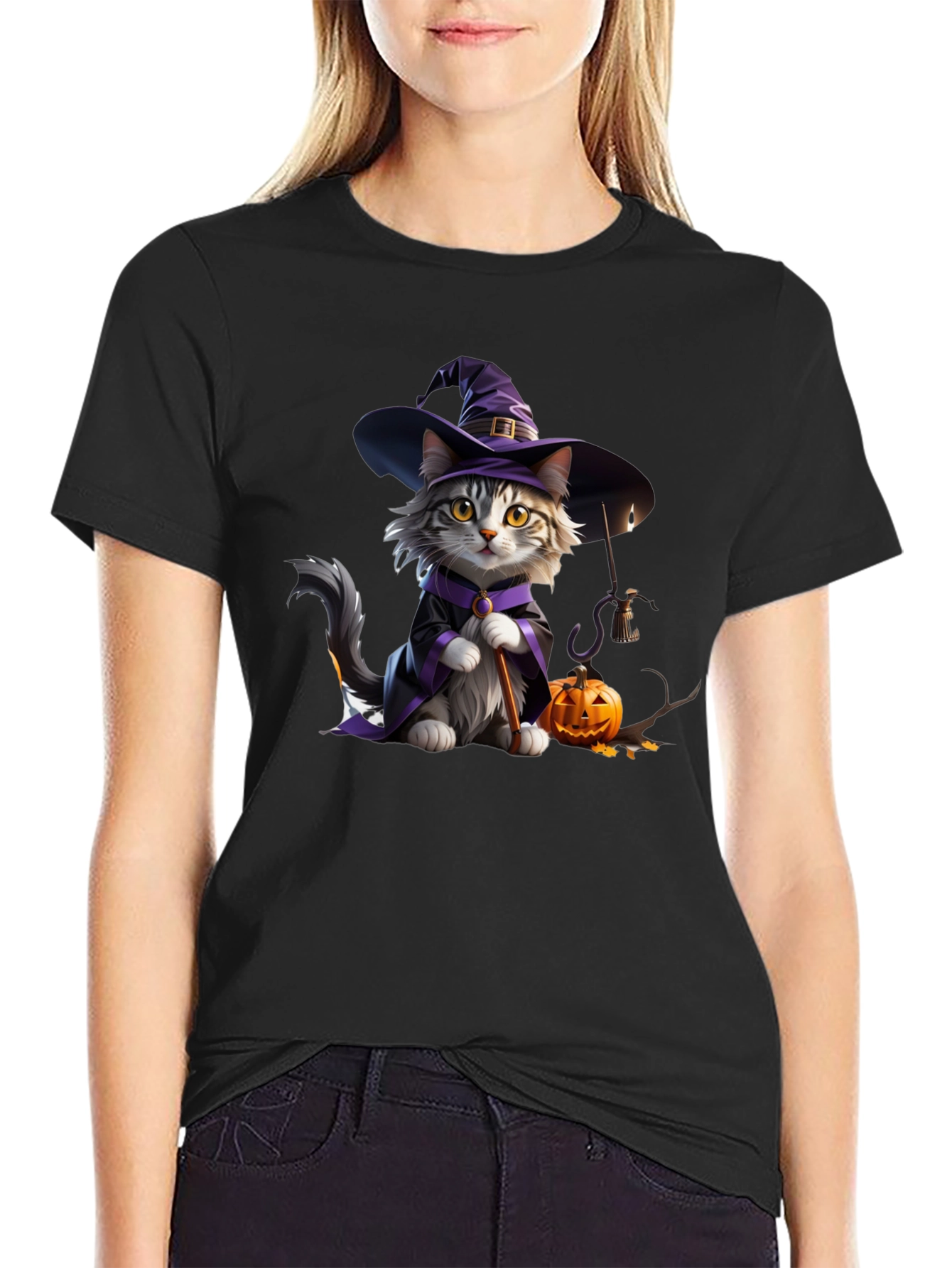 Halloween Witch Cat T-Shirt