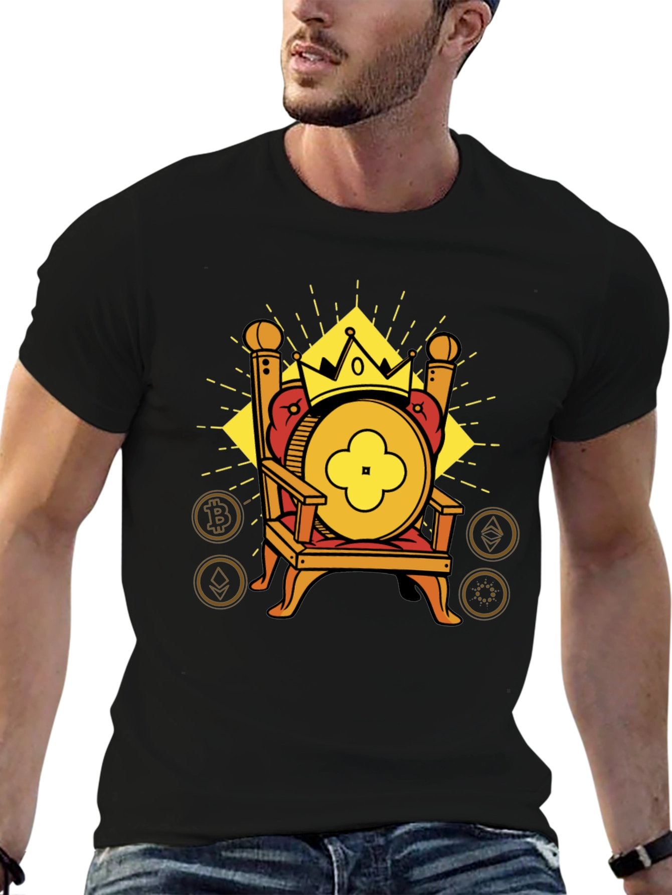 Crypto King T-Shirt - Bitcoin Ethereum More