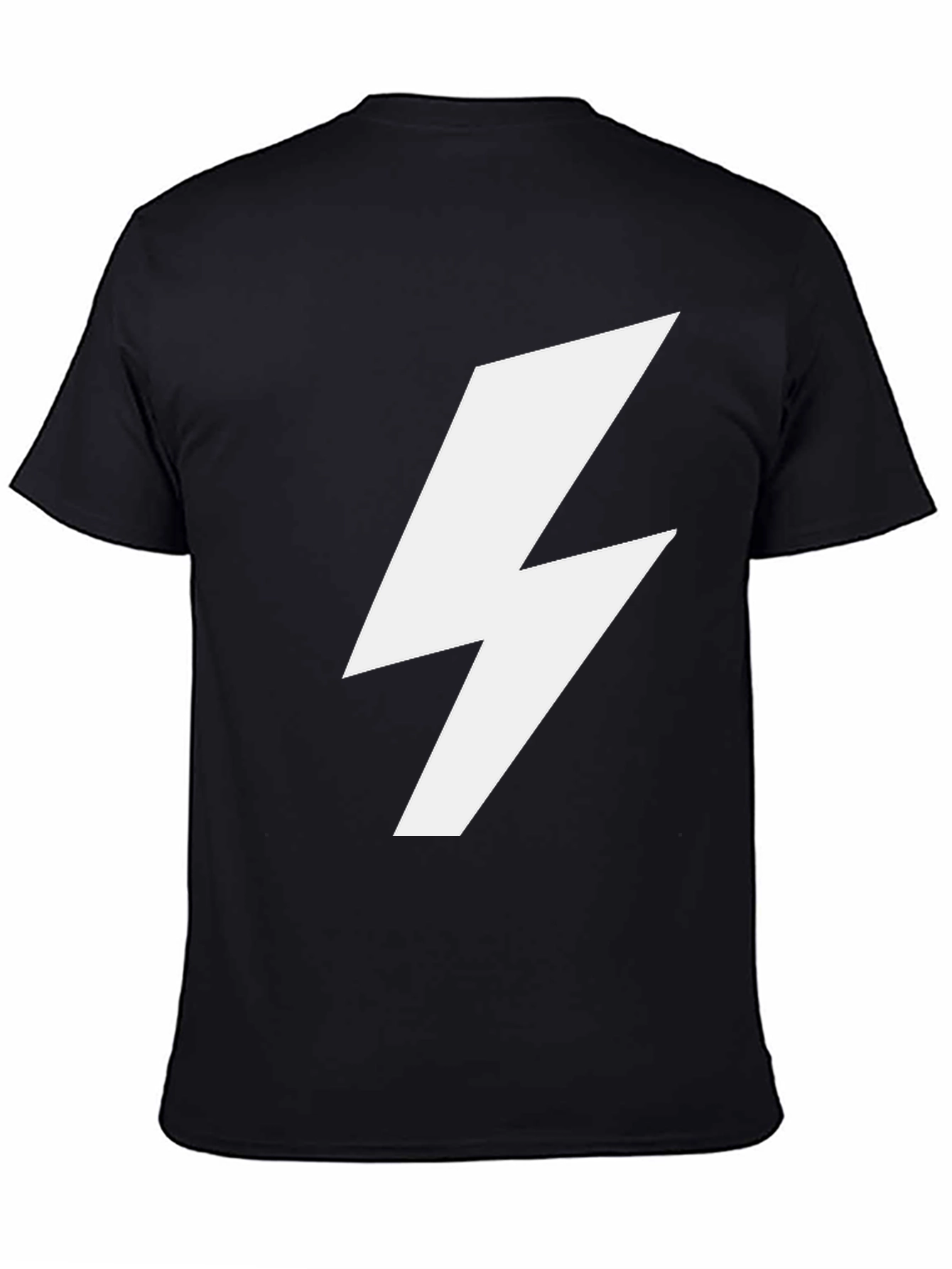Black T-Shirt with White Lightning Bolt Graphic