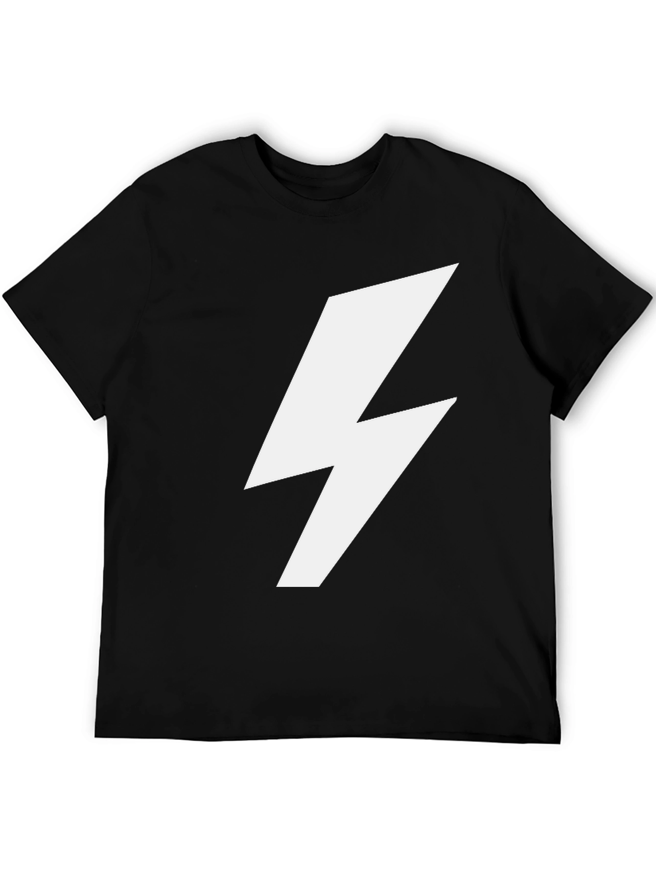 Black T-Shirt with White Lightning Bolt Graphic