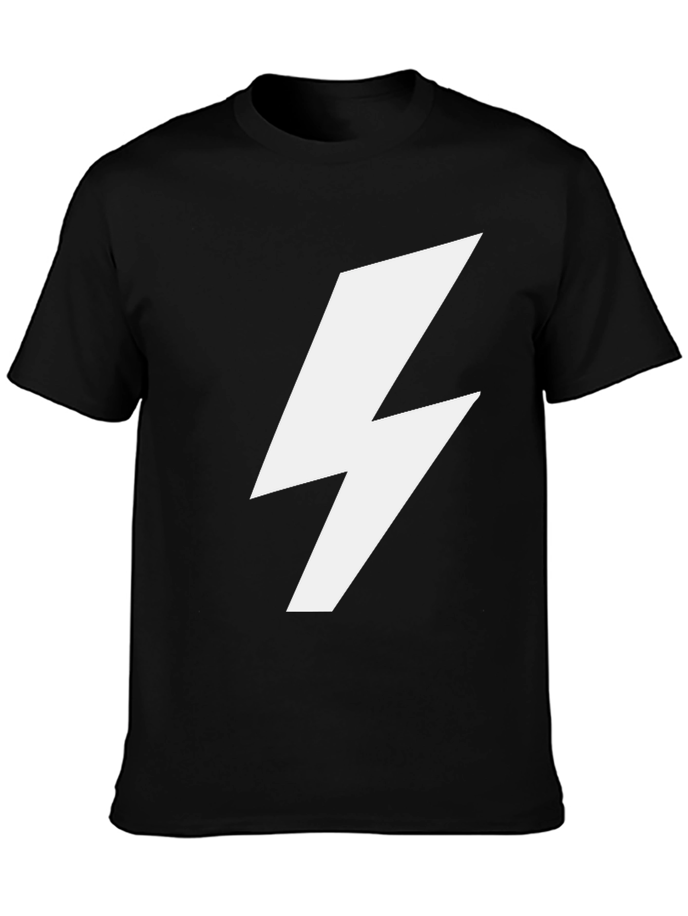 Black T-Shirt with White Lightning Bolt Graphic