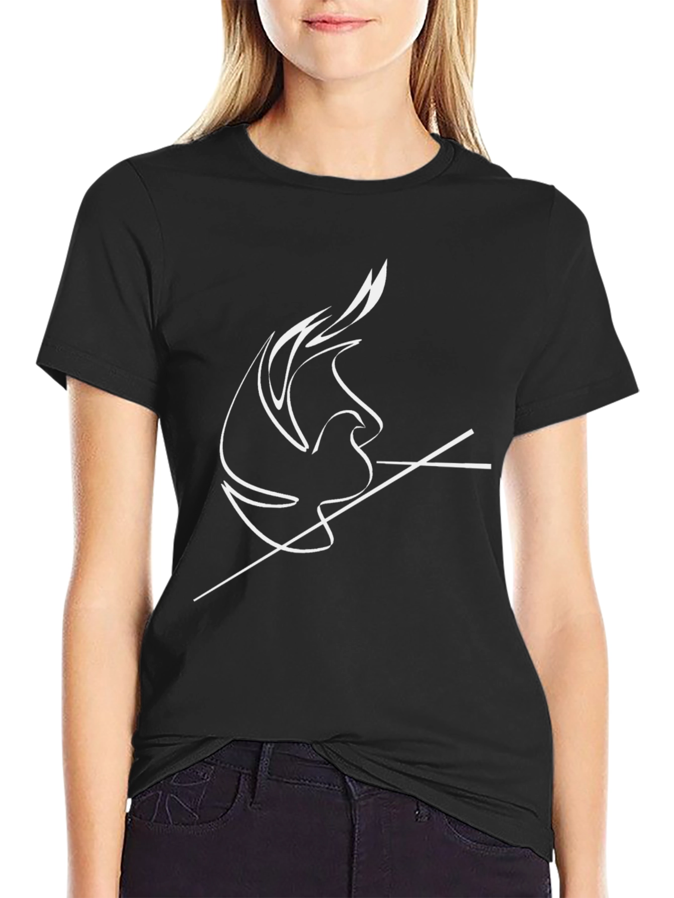 Modern Dove Graphic Black T-Shirt