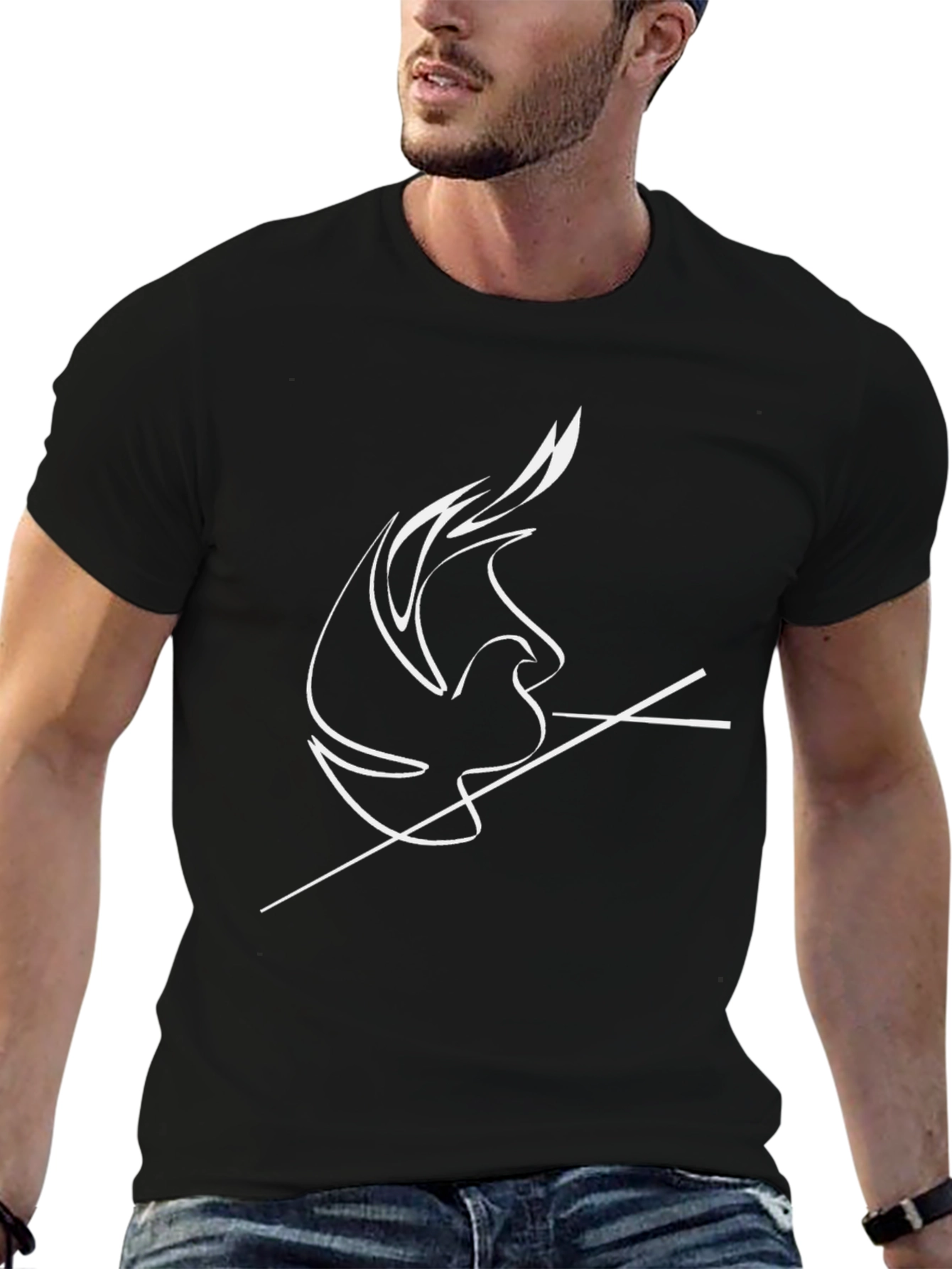 Modern Dove Graphic Black T-Shirt