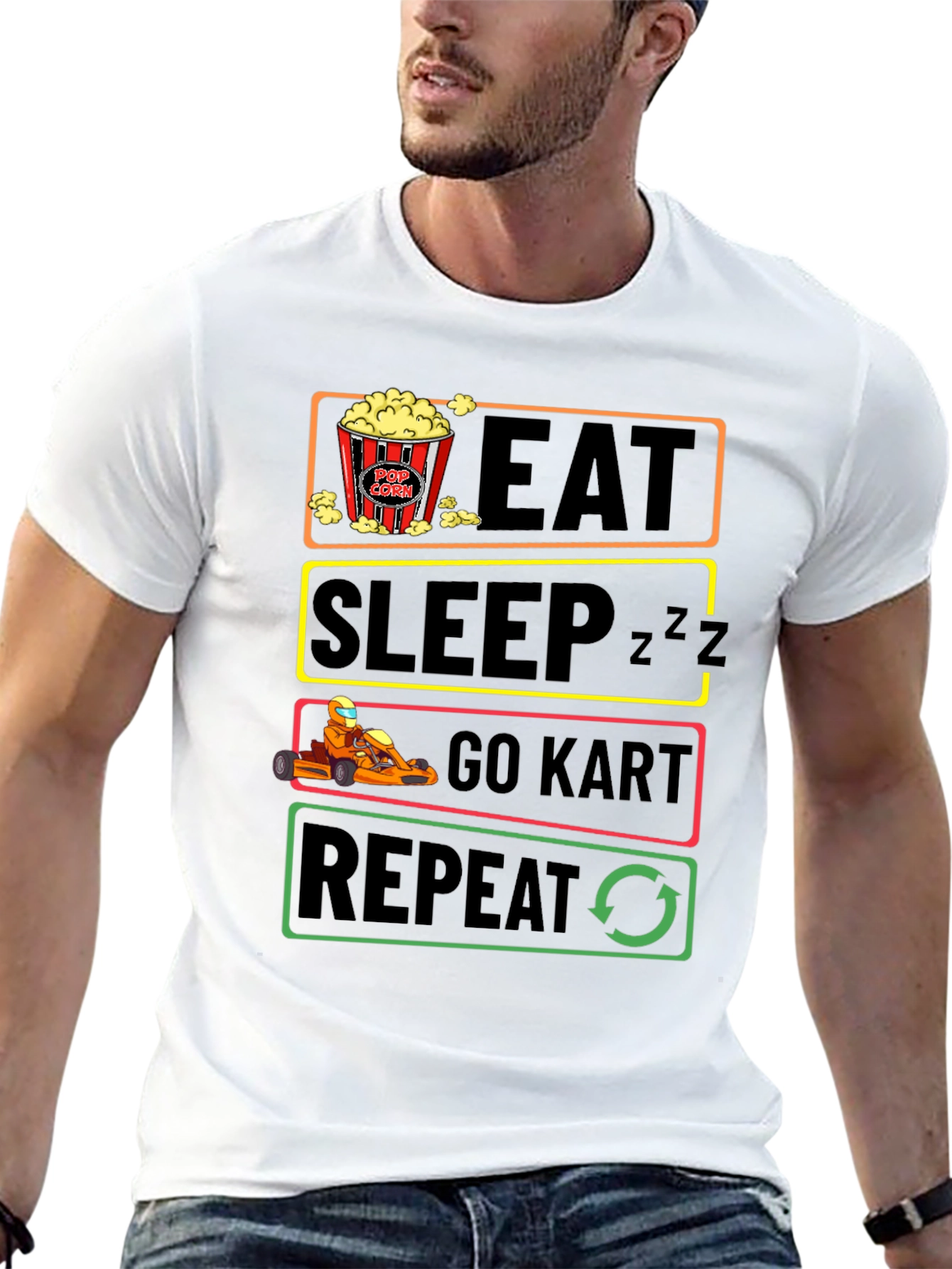 Eat Sleep Go Kart Repeat Black T-Shirt