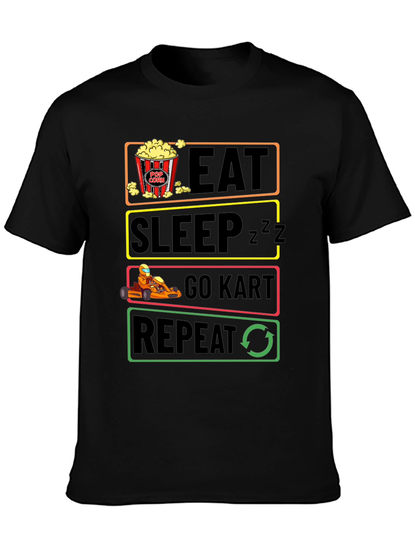 Eat Sleep Go Kart Repeat Black T-Shirt